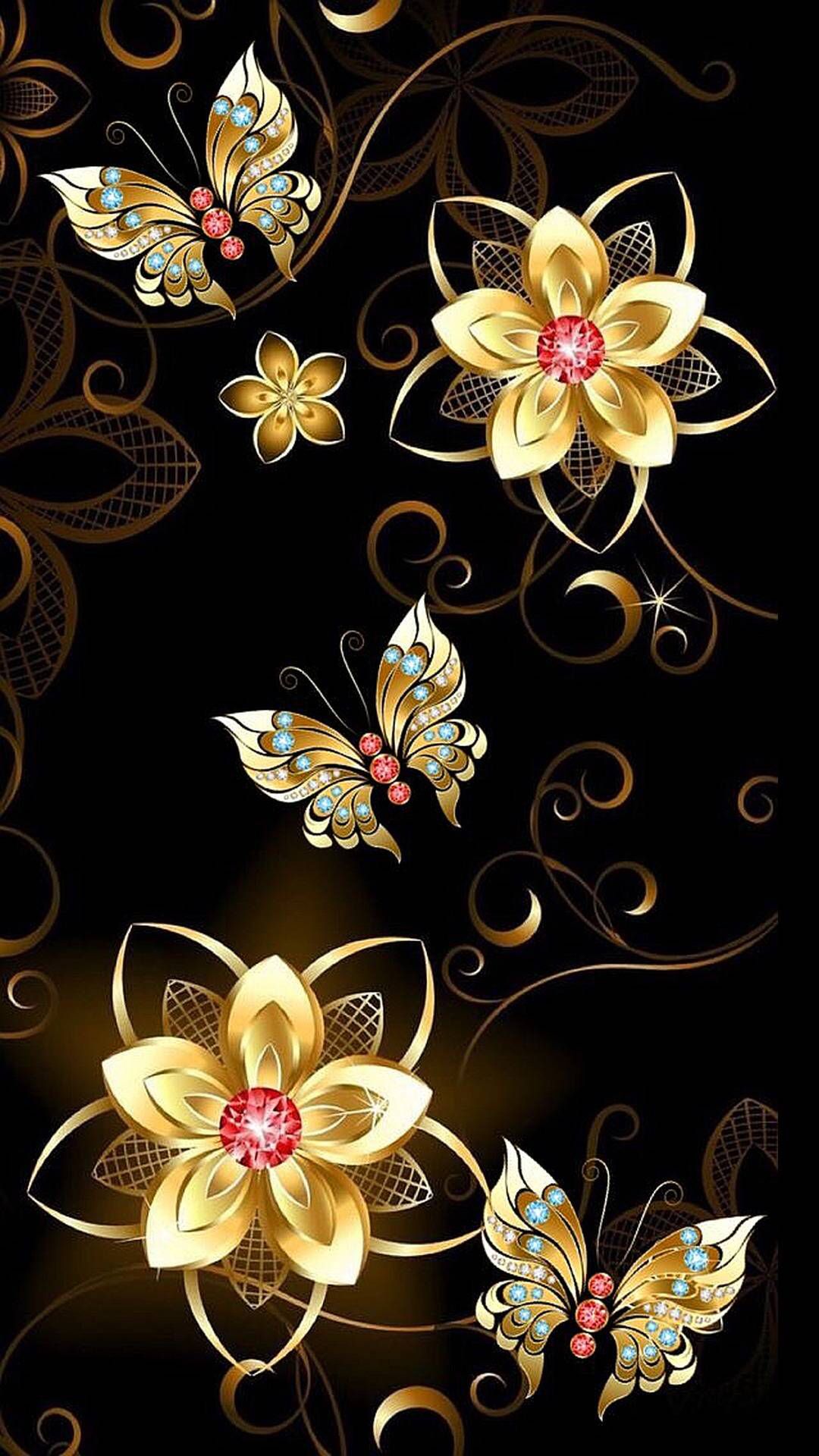 Gold Flowers Wallpapers