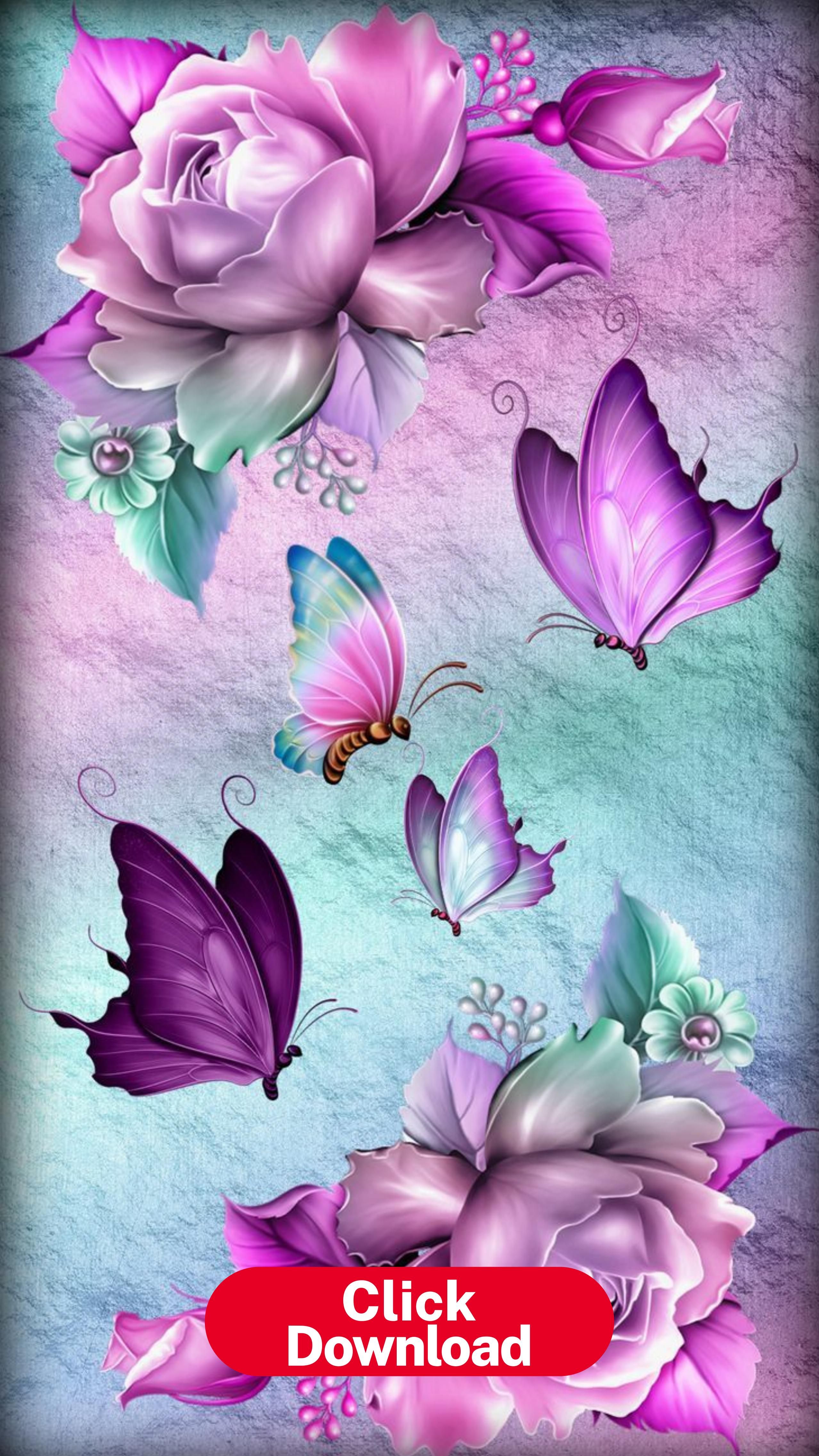 Images Of Purple Roses And Butterflies Wallpapers