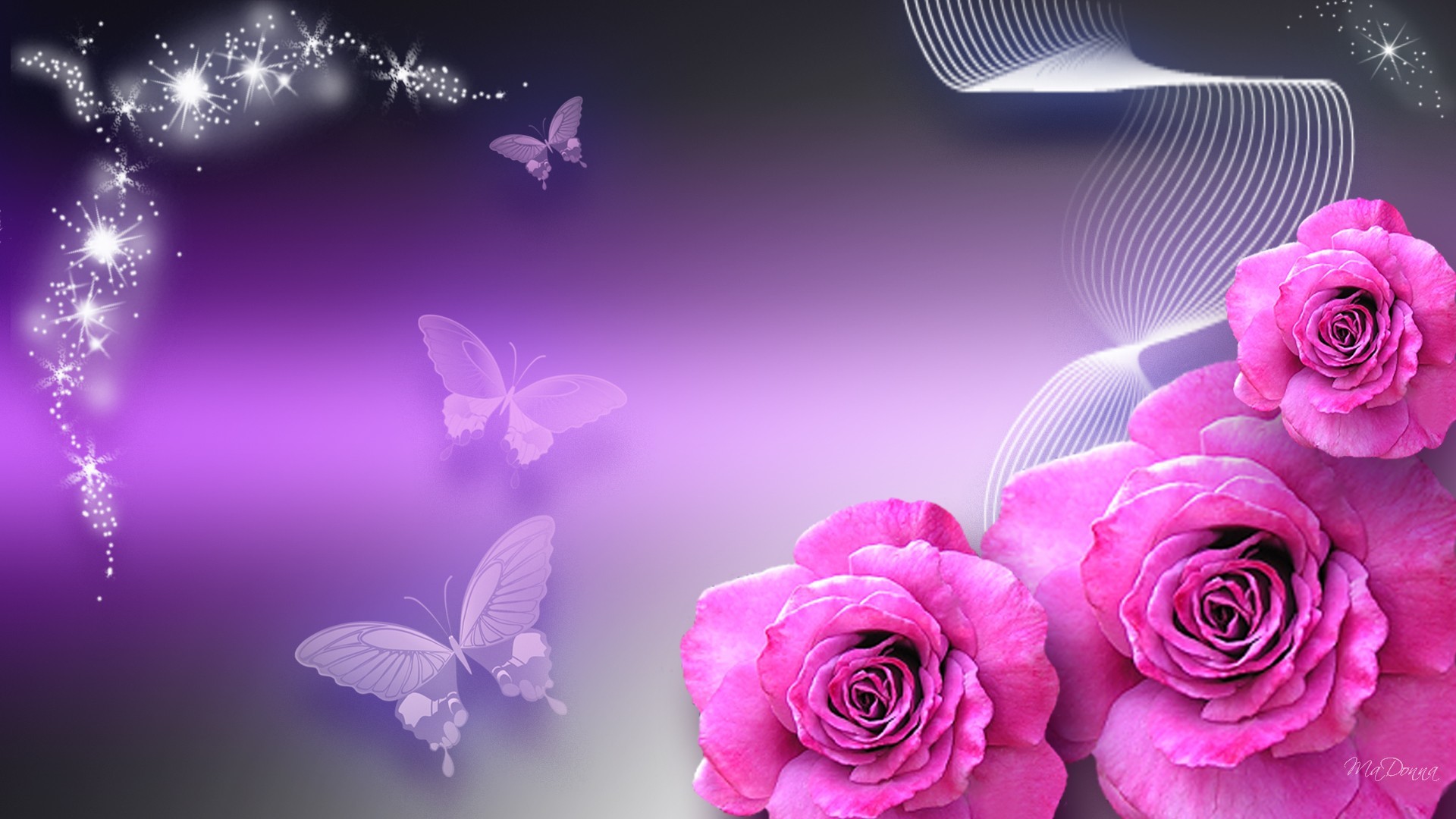 Images Of Purple Roses And Butterflies Wallpapers