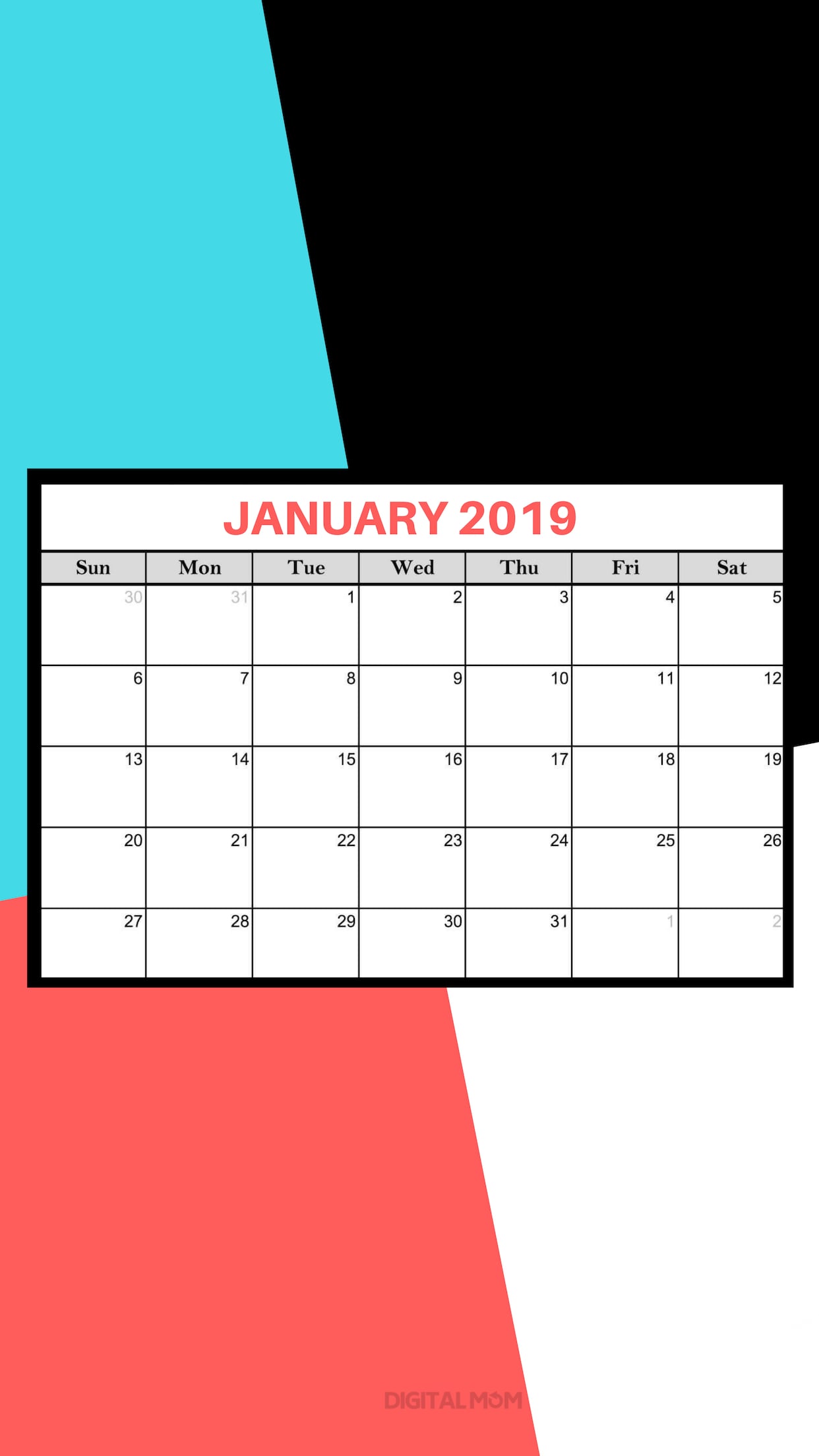 January 2019 Calendar Wallpapers