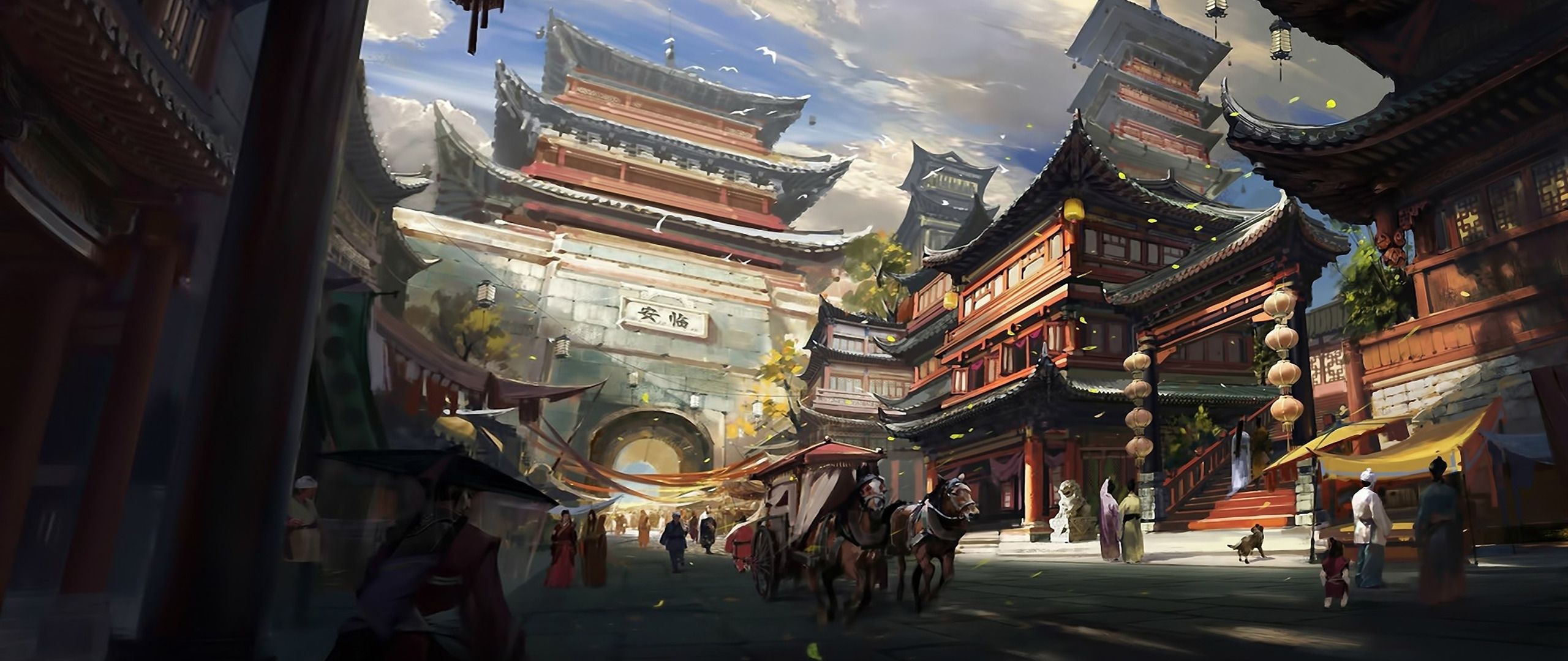 Japanese Town Art Wallpapers