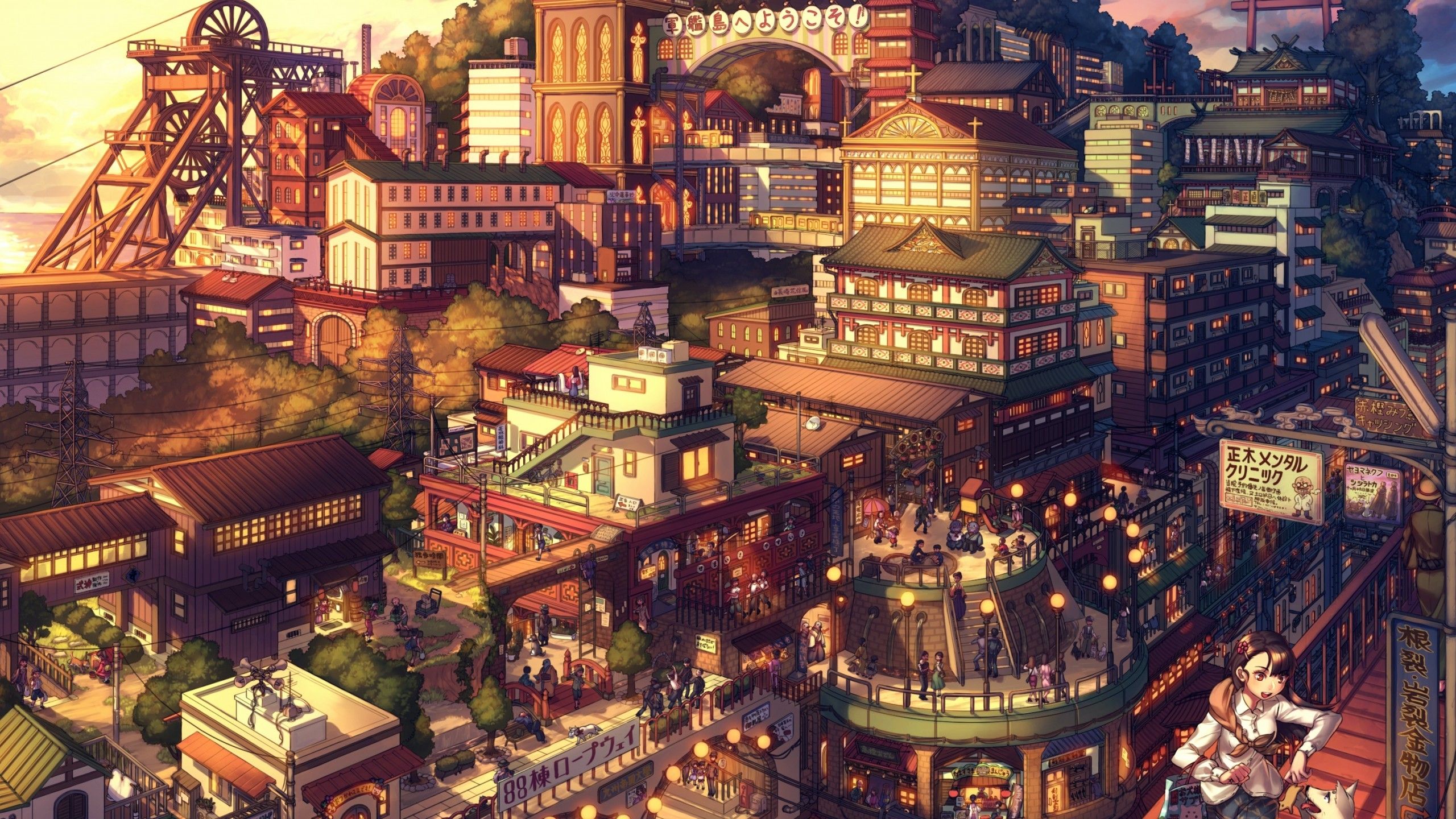 Japanese Town Art Wallpapers