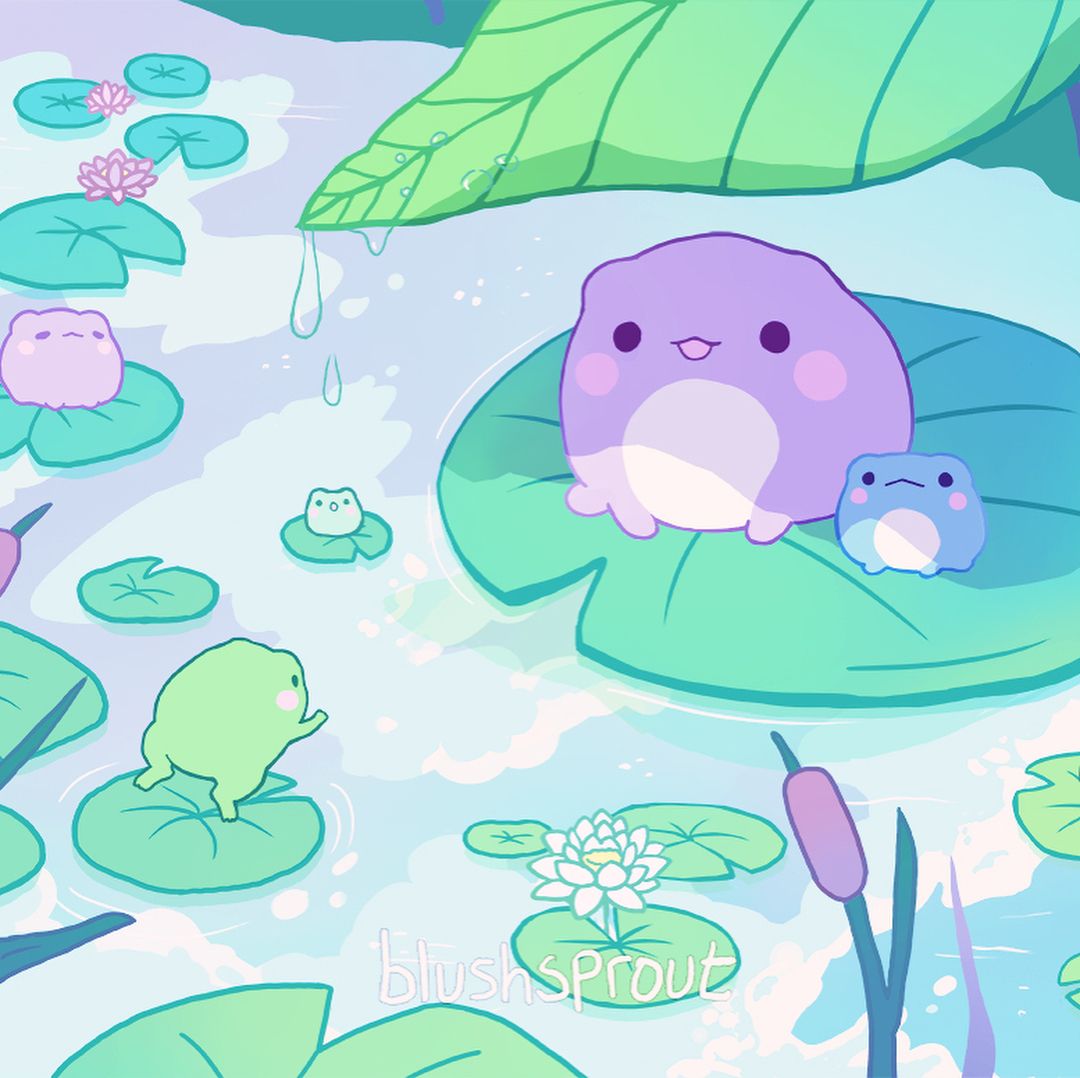 Kawaii Cute Frog Drawing Wallpapers