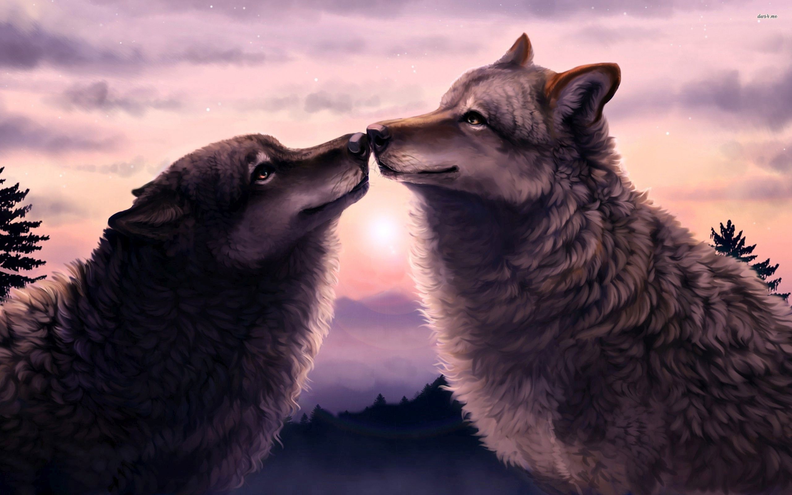 Love Wolf Couple Wallpapers