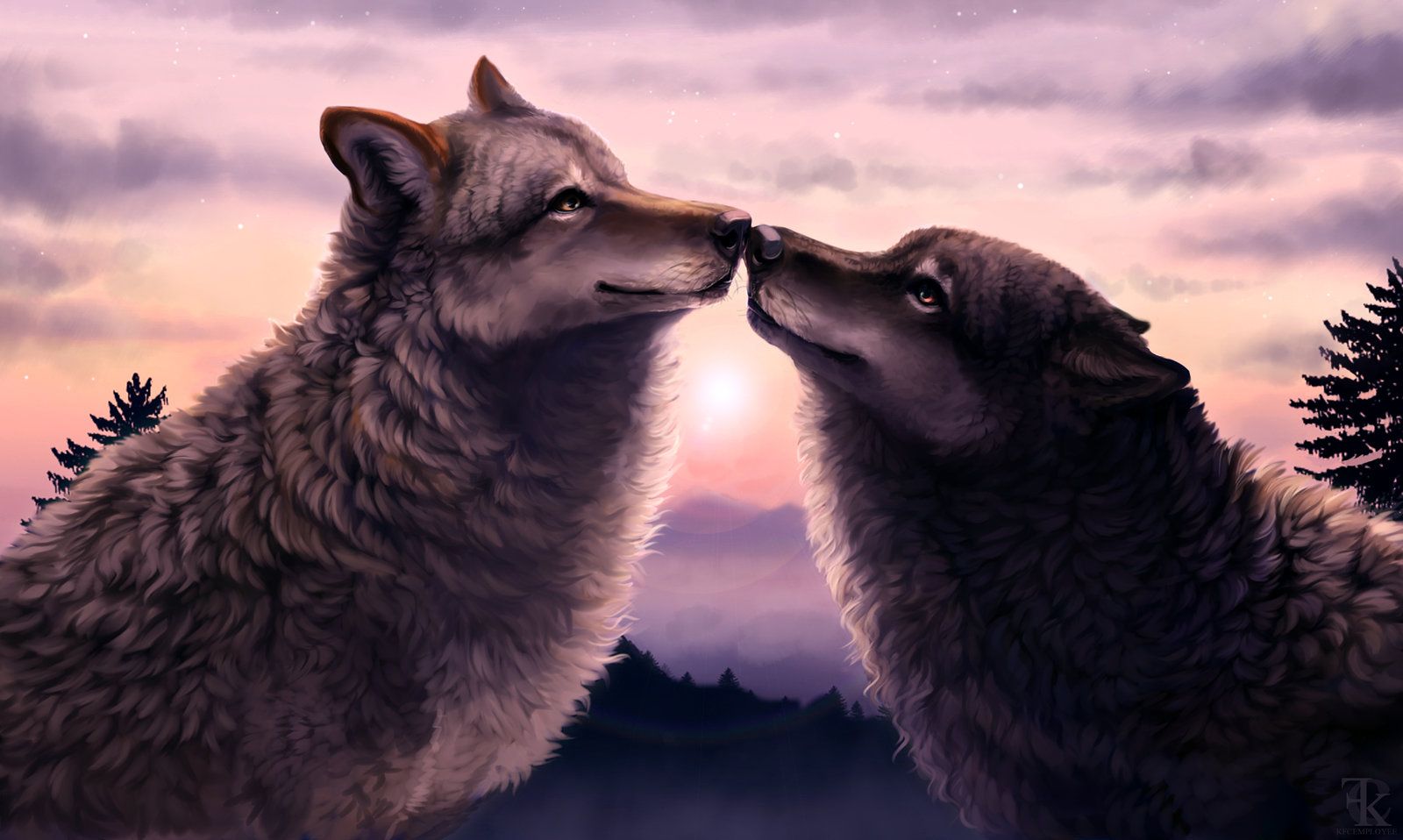 Love Wolf Couple Wallpapers