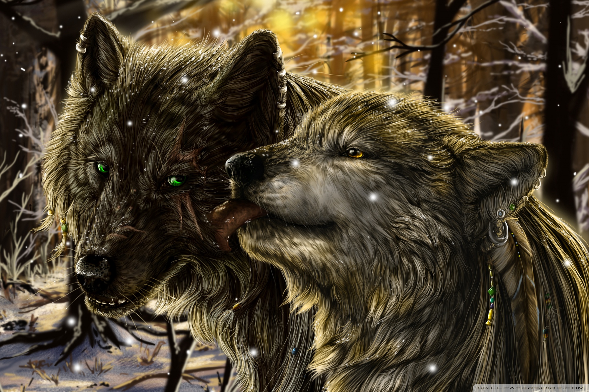 Love Wolf Couple Wallpapers