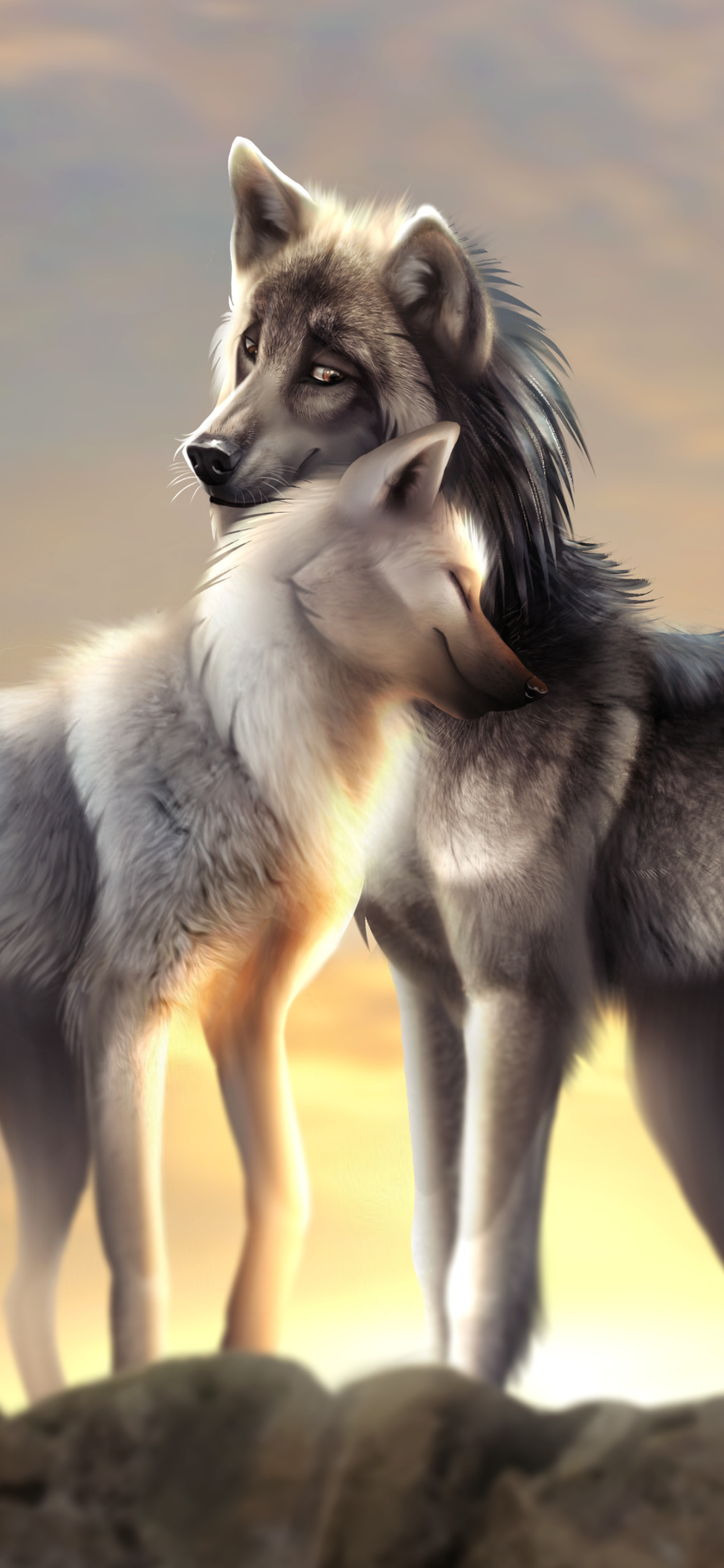 Love Wolf Couple Wallpapers