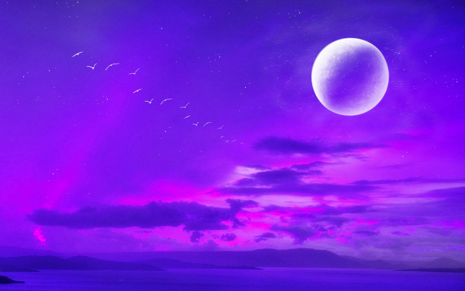 Moon Purple Sky Wallpapers