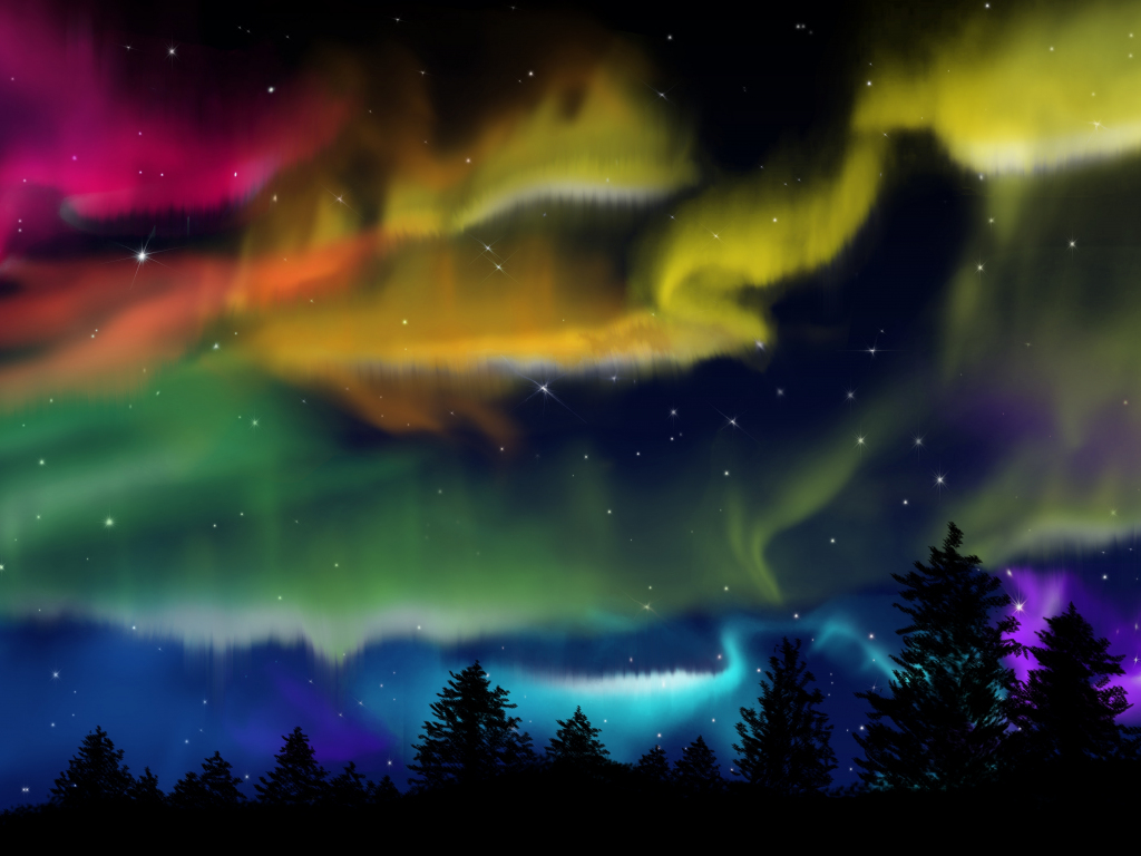 Northern Lights Forest Wallpapers