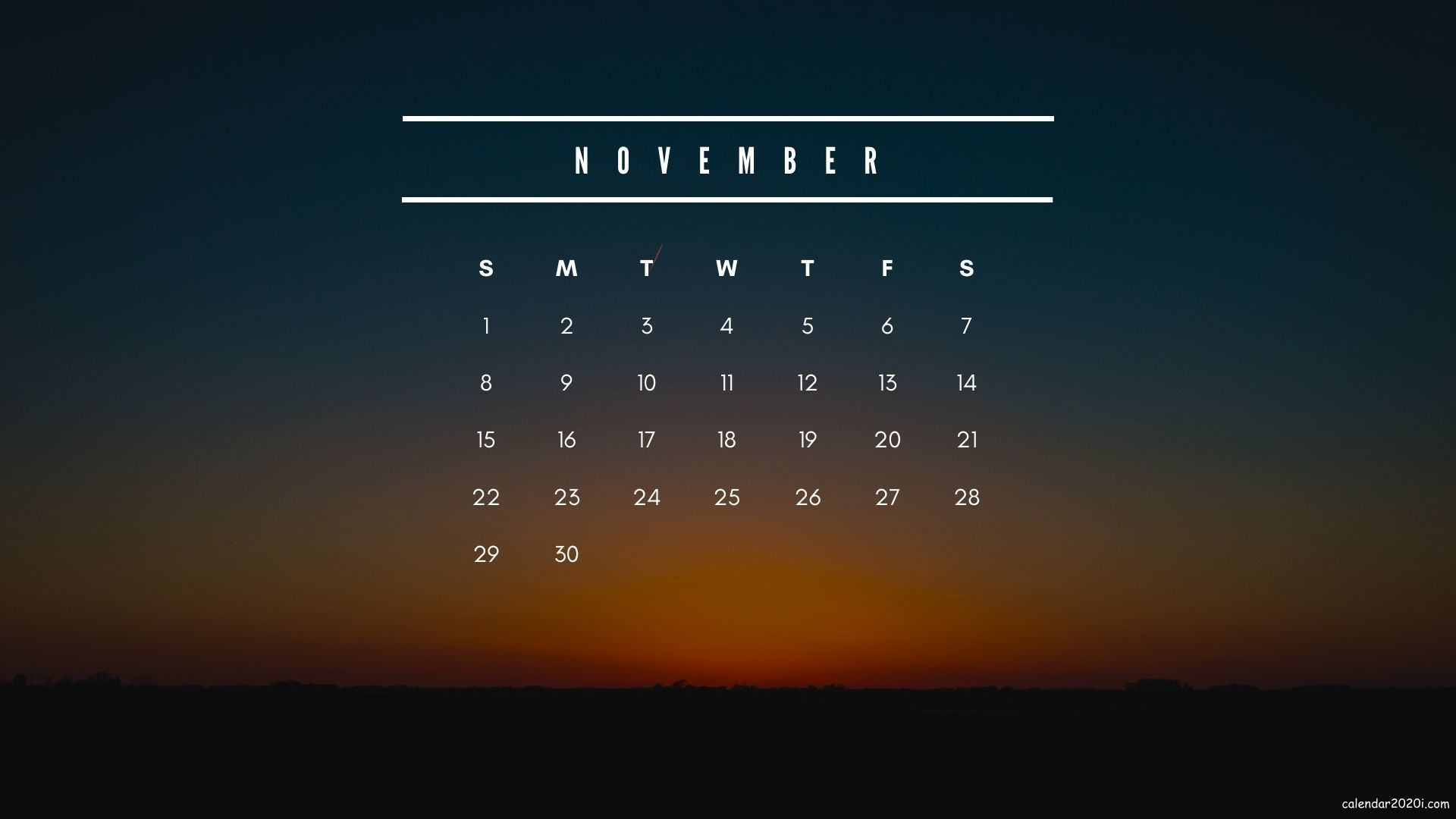 November 2020 Calendar Wallpapers