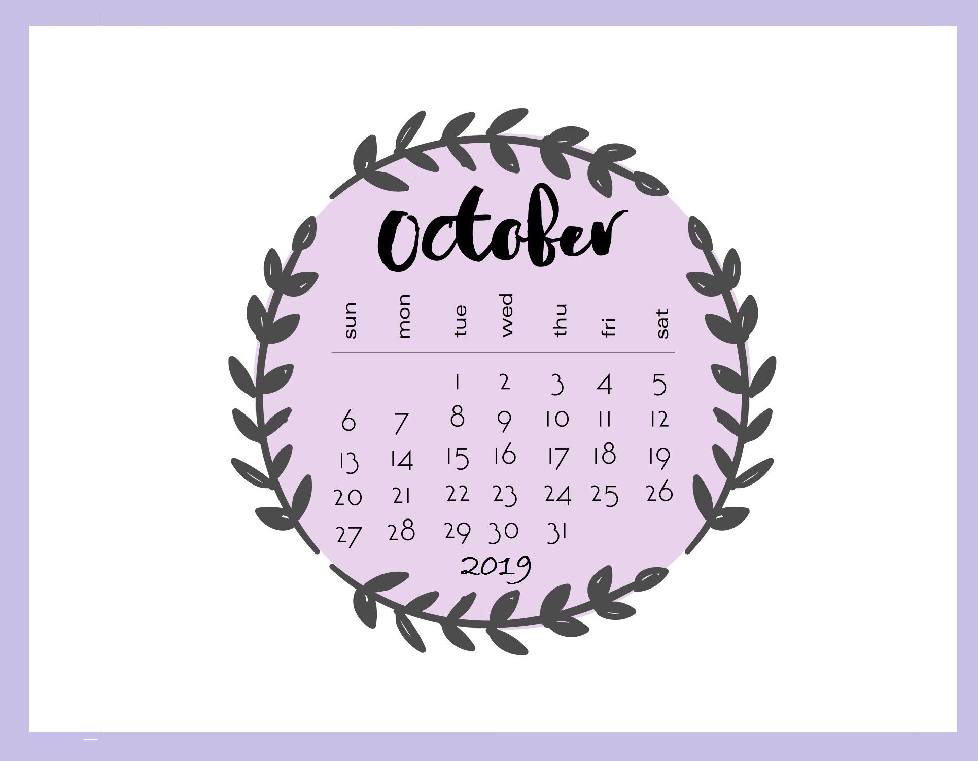 October 2019 Calendar Wallpapers