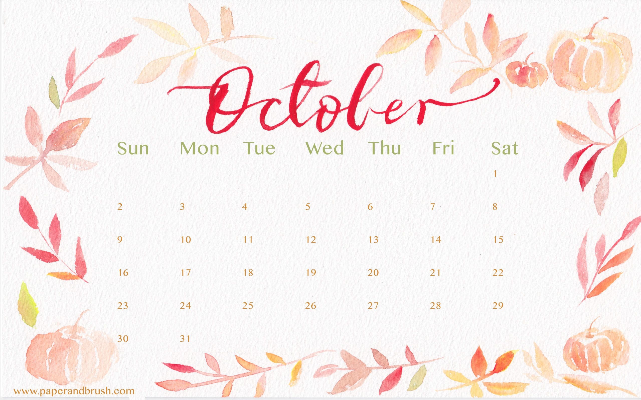 October 2019 Calendar Wallpapers