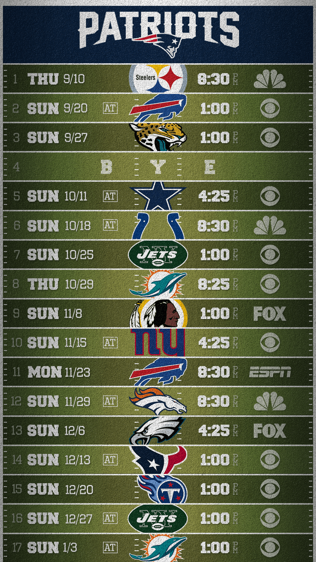 Patriots 2018 Schedule Wallpapers