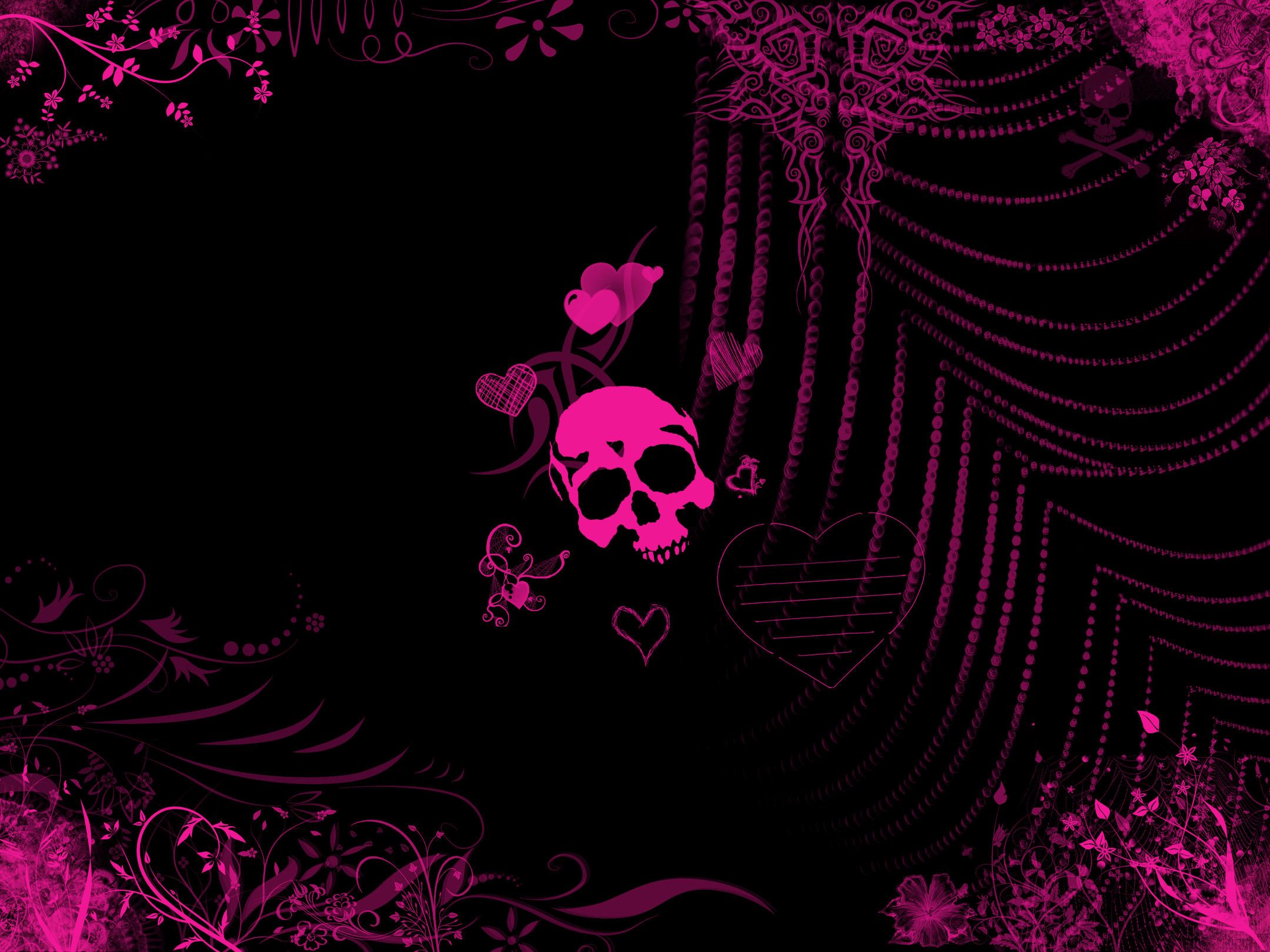 Pink And Black Skulls Wallpapers