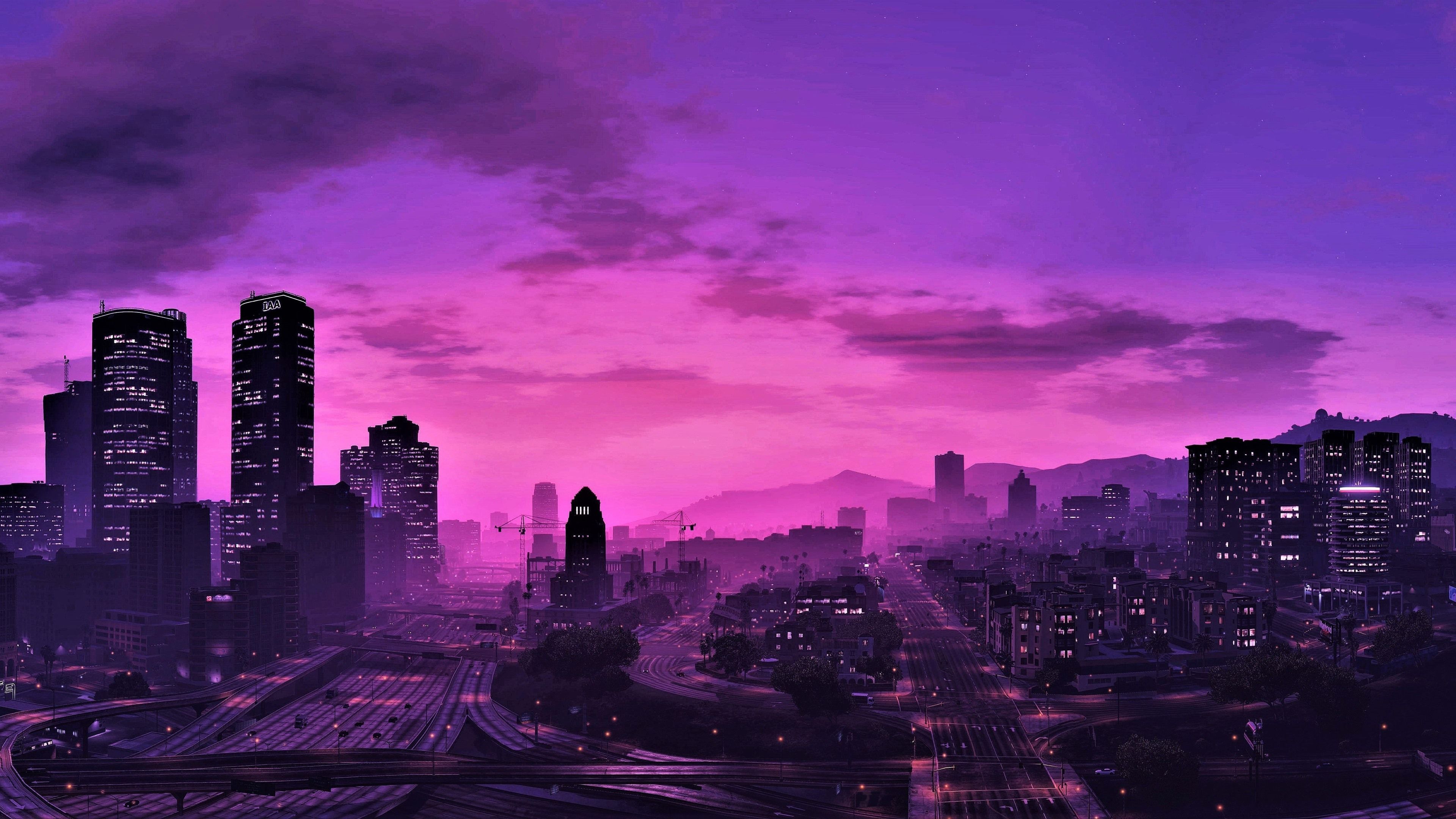 Purple Skyline Wallpapers