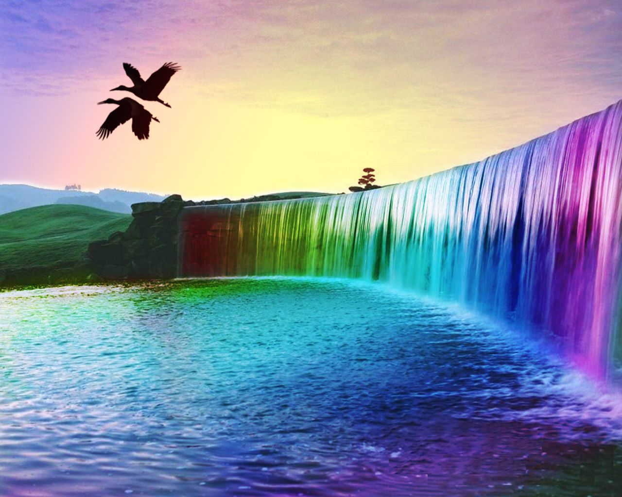 Real Rainbow Beautiful Waterfalls Wallpapers