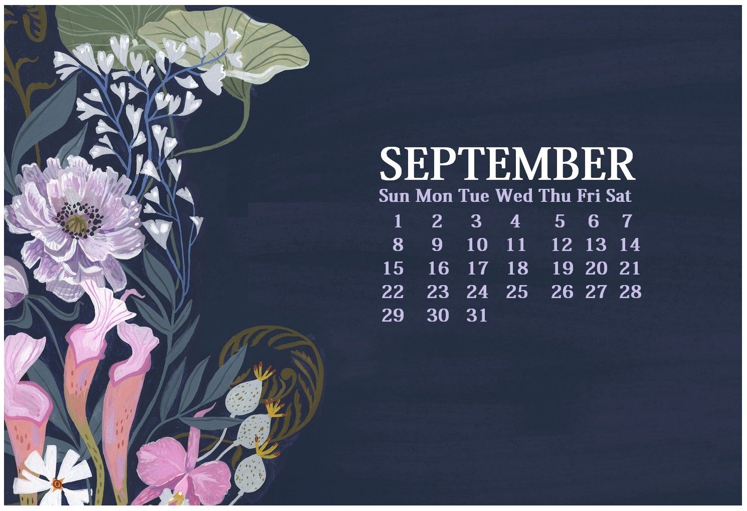 September 2020 Calendar Desktop Wallpapers