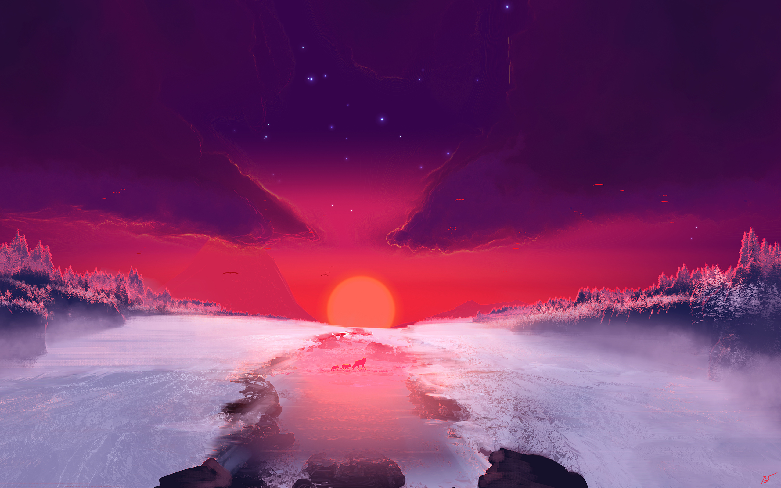 Snow Sunset Wallpapers