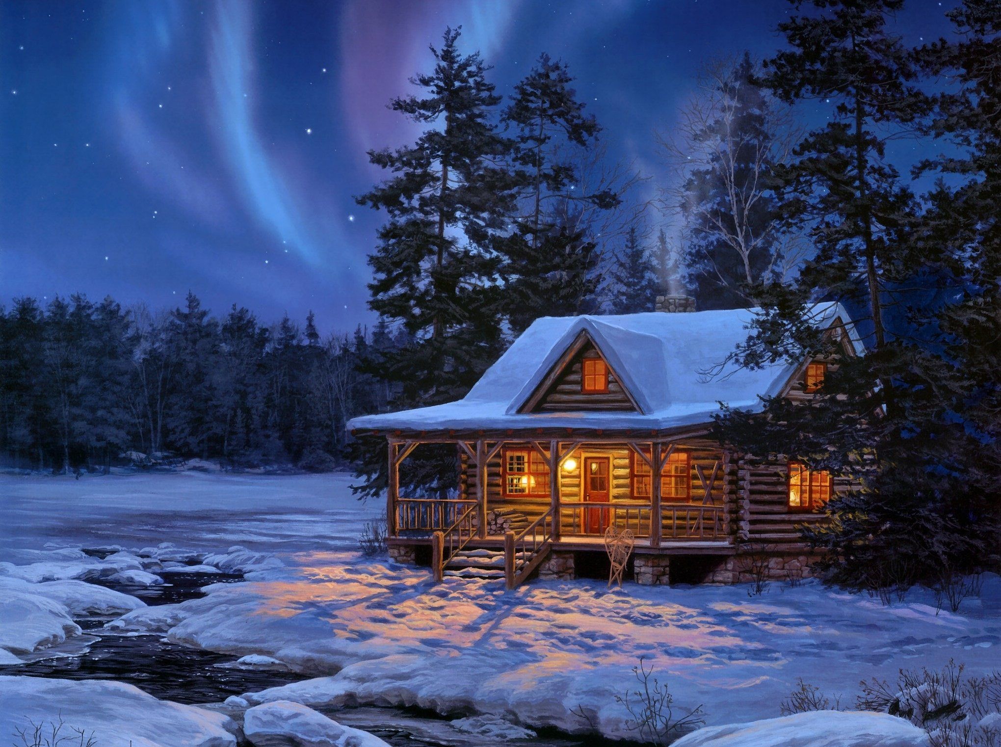 Snowy Cottages Wallpapers