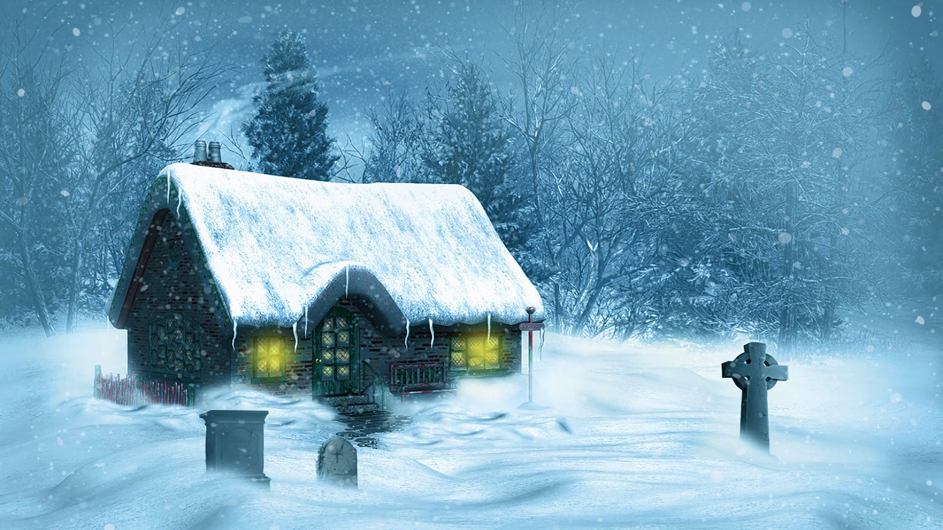 Snowy Cottages Wallpapers