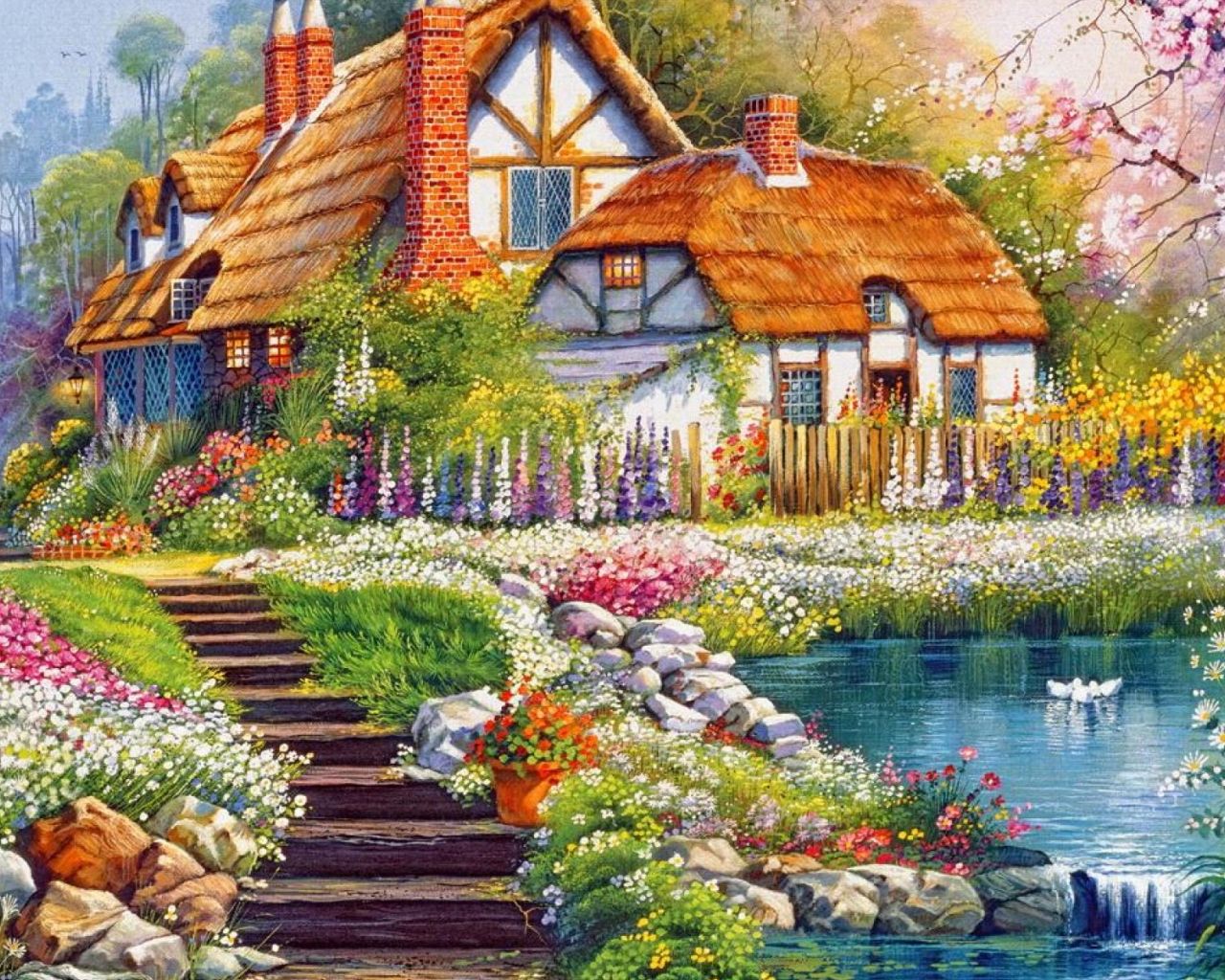 Spring Cottage Wallpapers