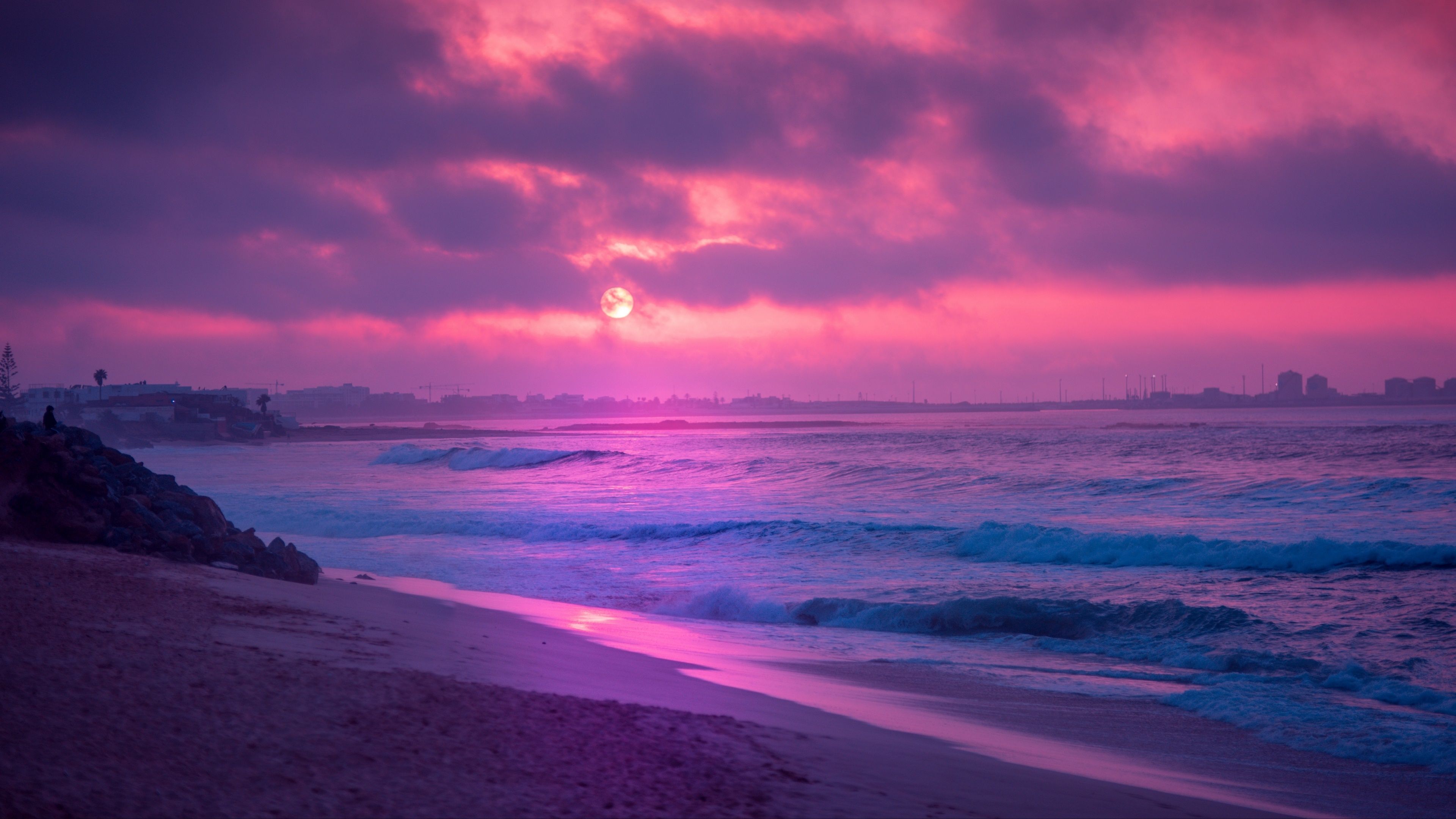 Sunset Purple Ocean Wallpapers