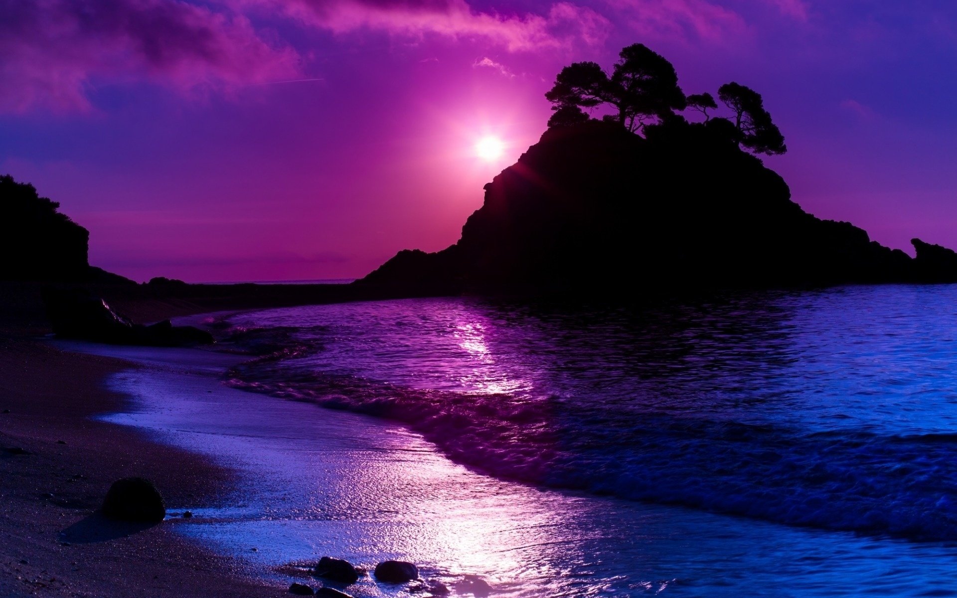 Sunset Purple Ocean Wallpapers