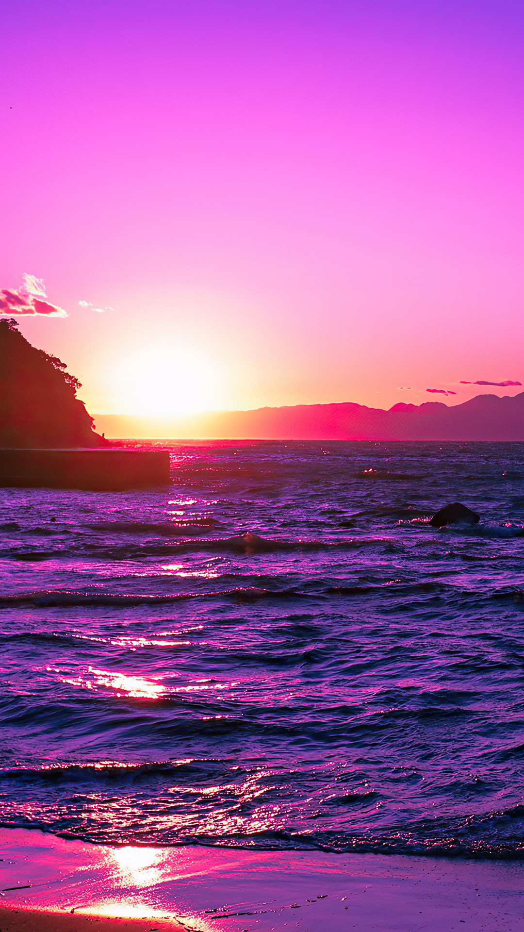 Sunset Purple Ocean Wallpapers