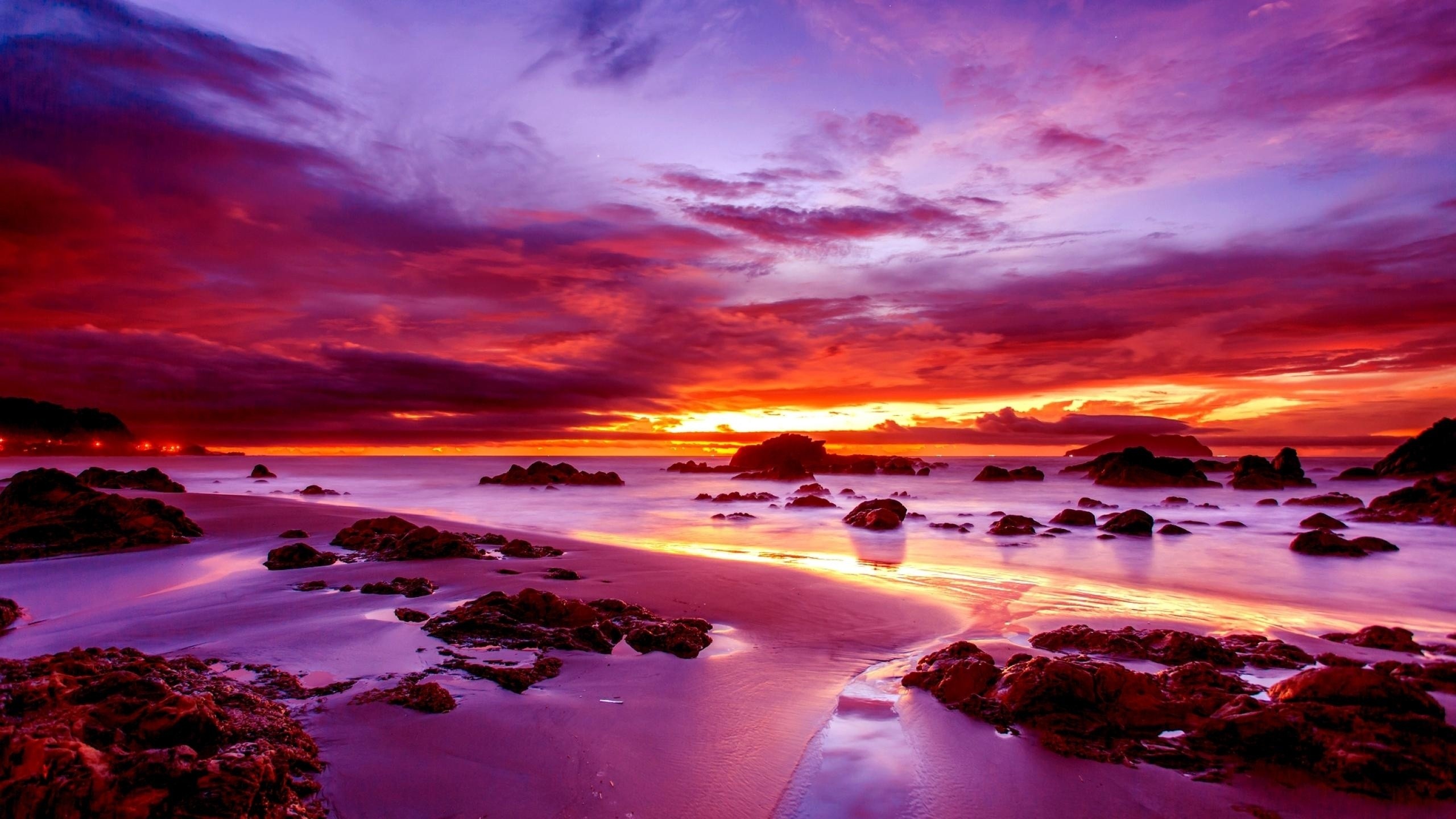 Sunset Purple Ocean Wallpapers