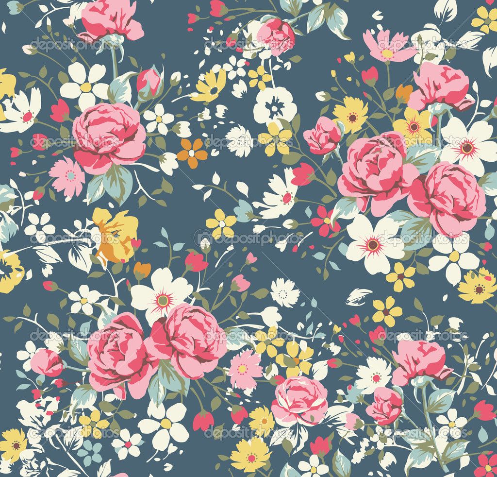 Vintage Floral Print Desktop Wallpapers