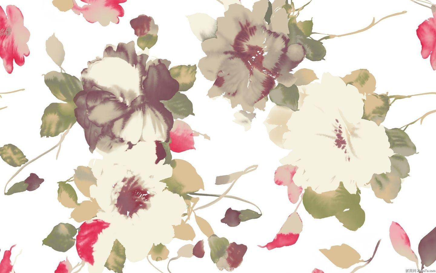 Vintage Floral Print Desktop Wallpapers