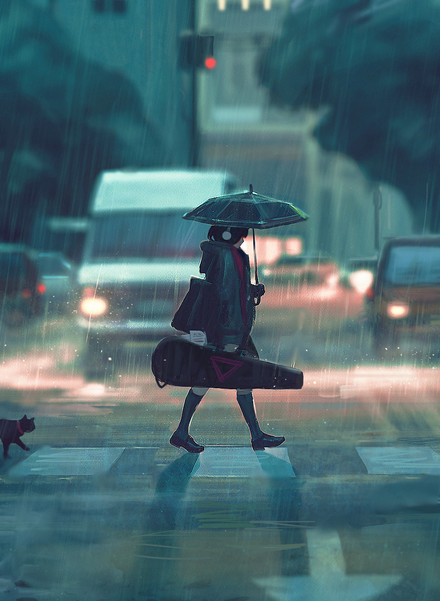 Walking Alone In The Rain Wallpapers