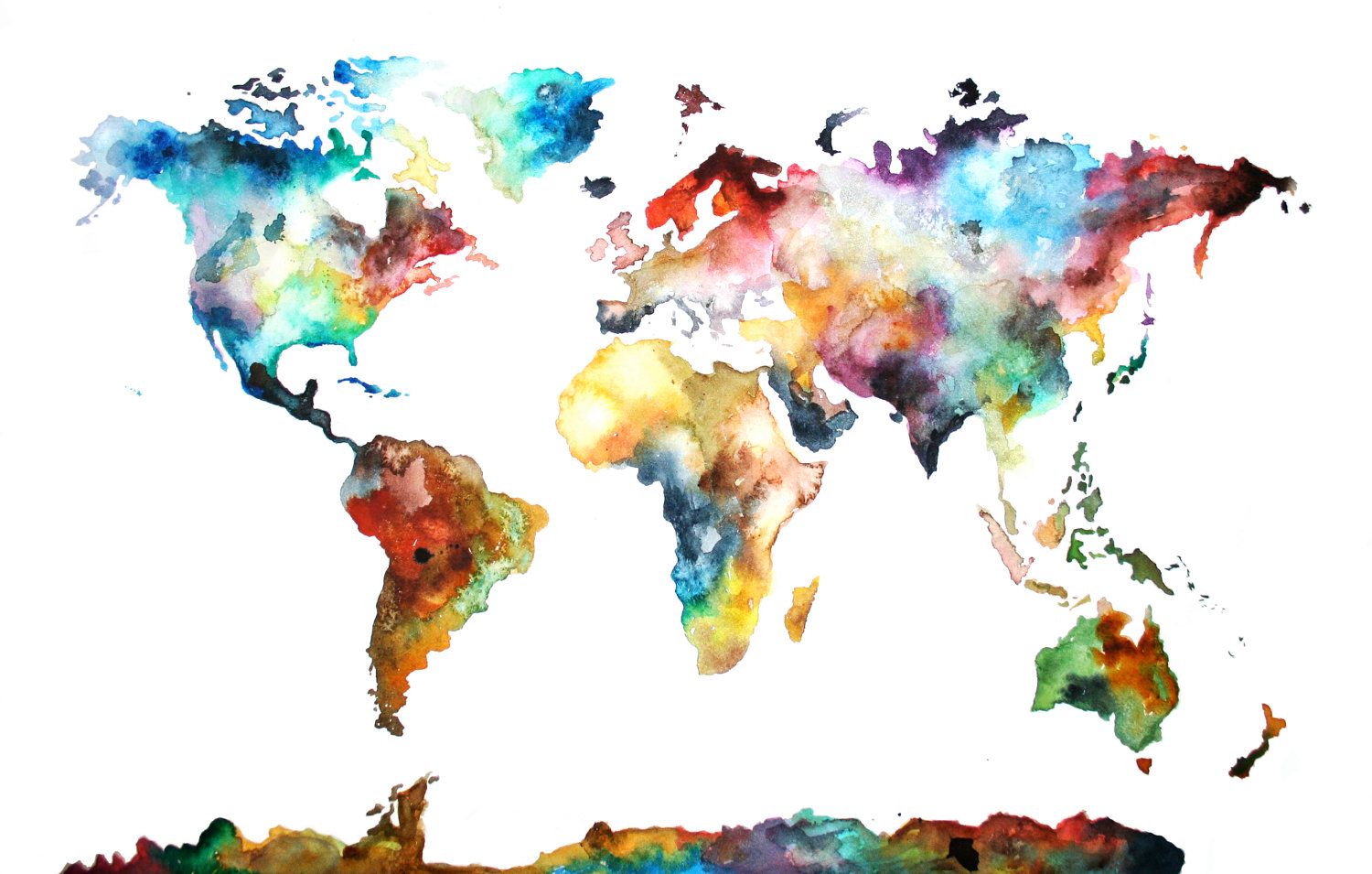 Watercolor World Map Desktop Wallpapers