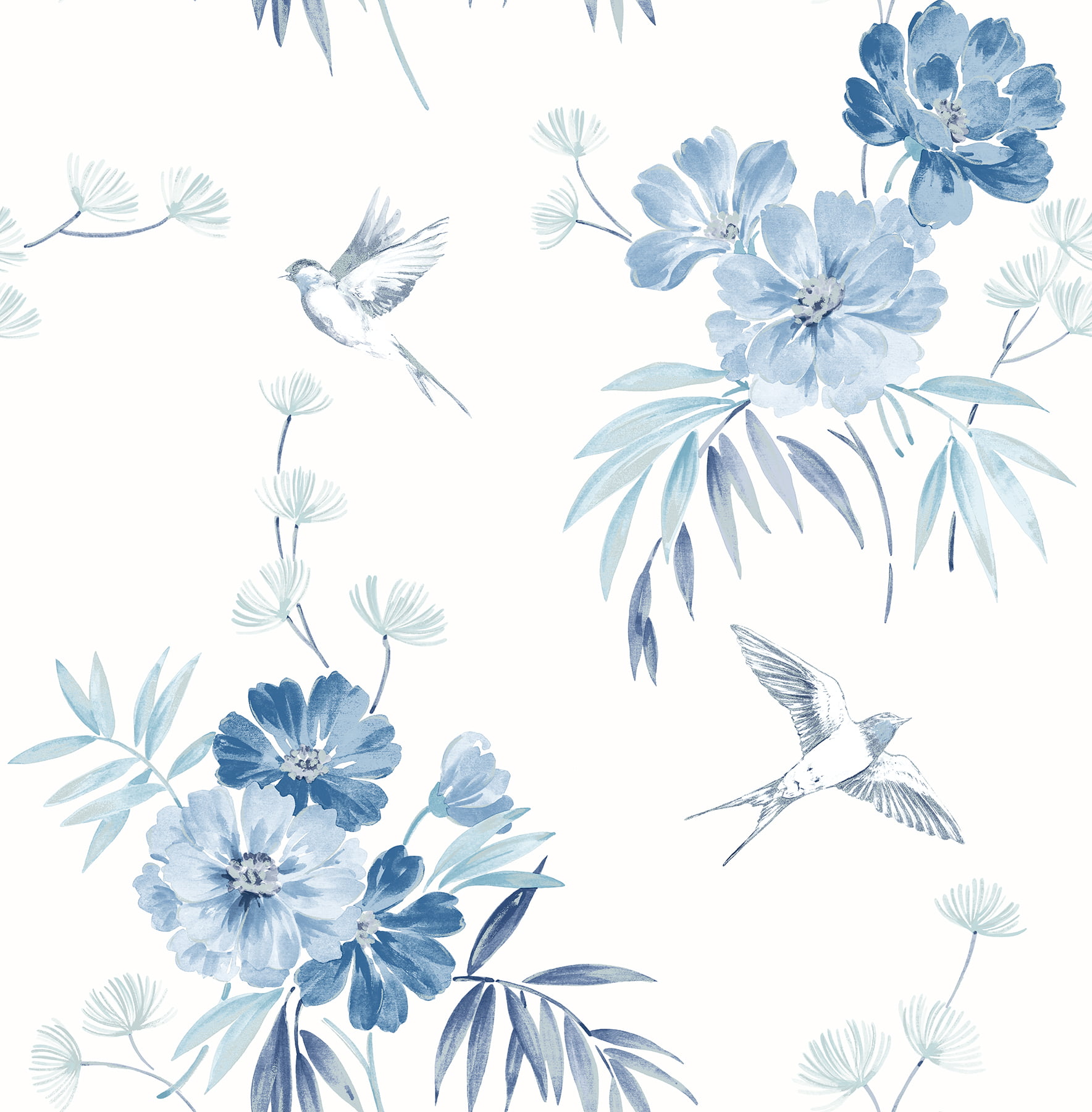 White And Blue Floral Wallpapers