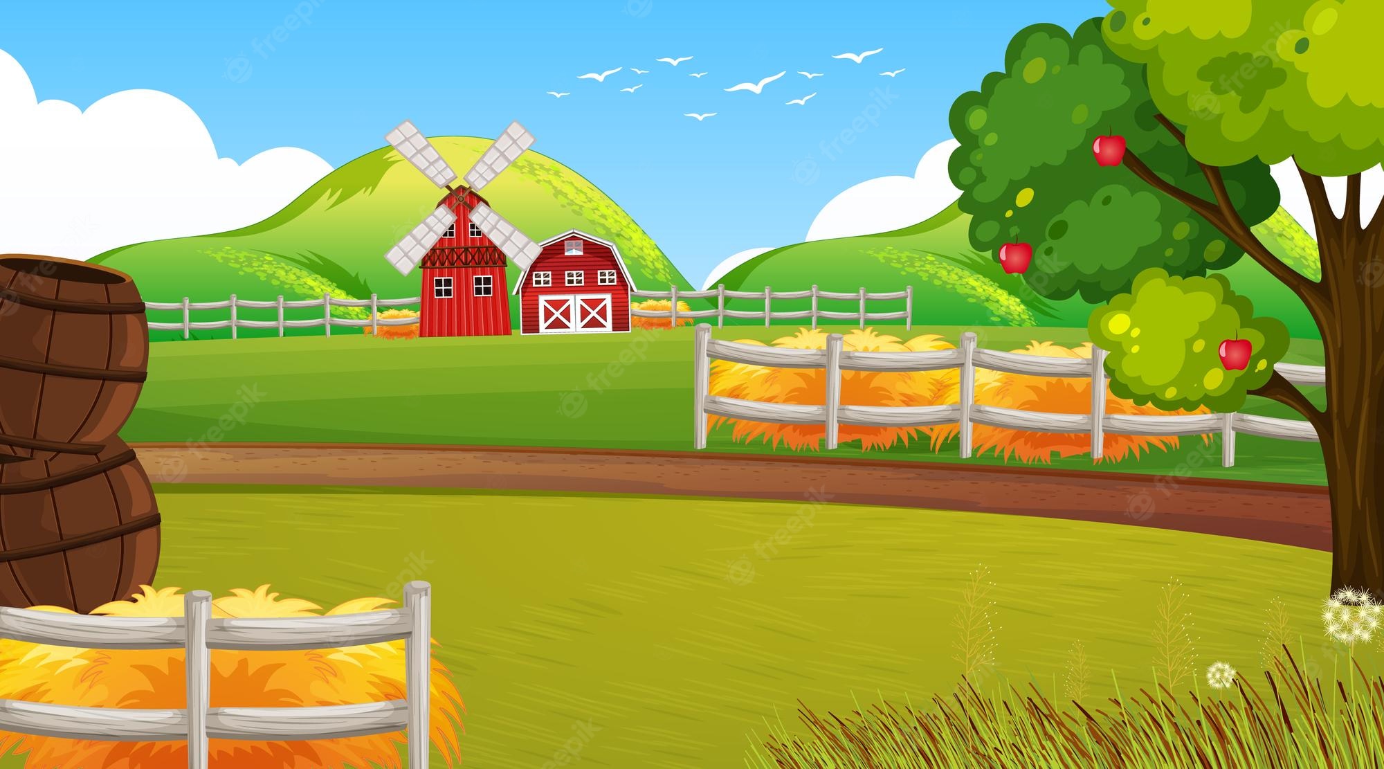 Cartoon Farm Background