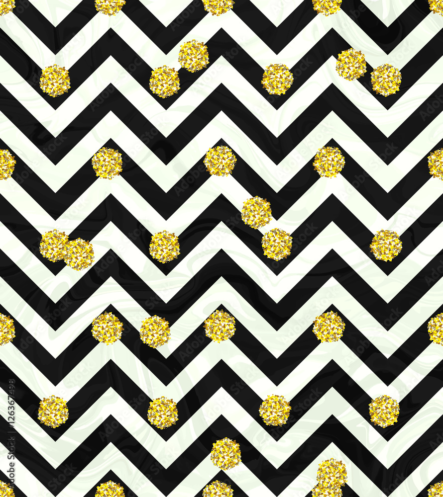 Black And Gold Glitter Chevron Background