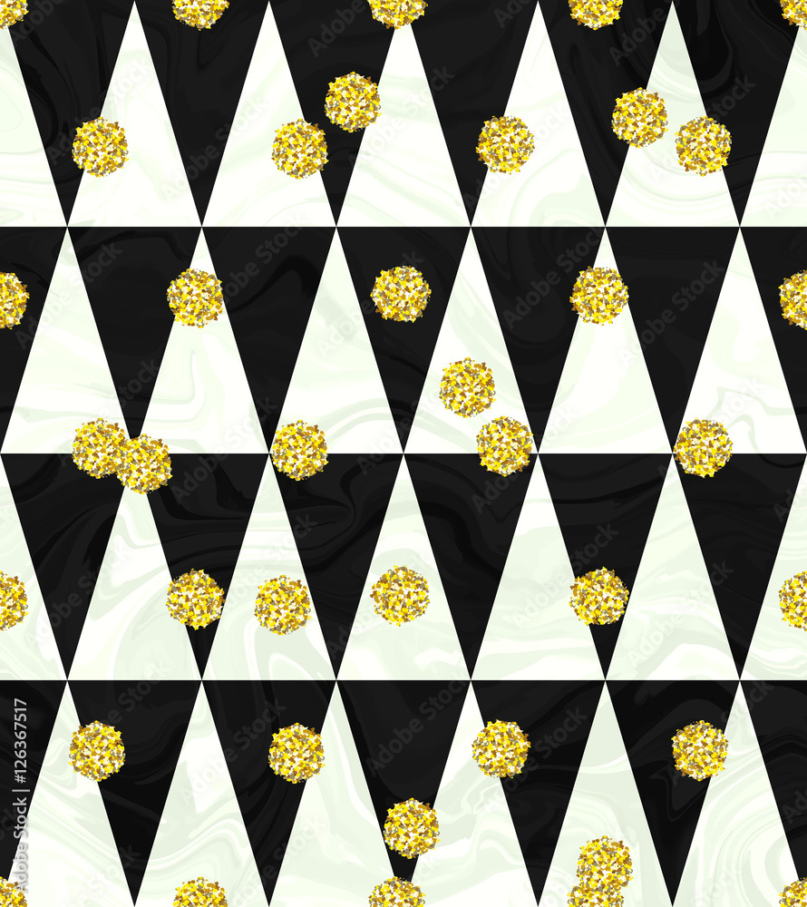 Black And Gold Glitter Chevron Background