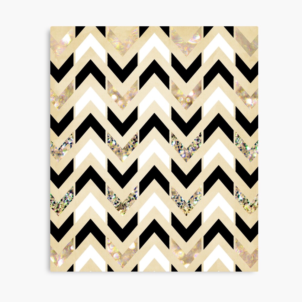 Black And Gold Glitter Chevron Background