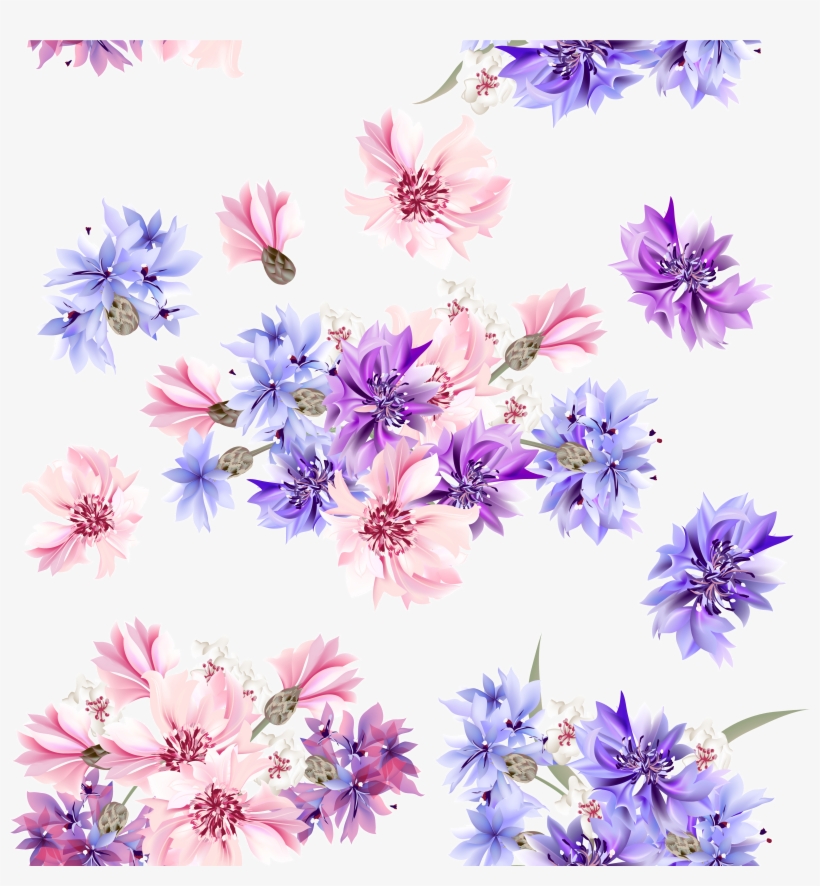 Blue And Purple Flowers Background