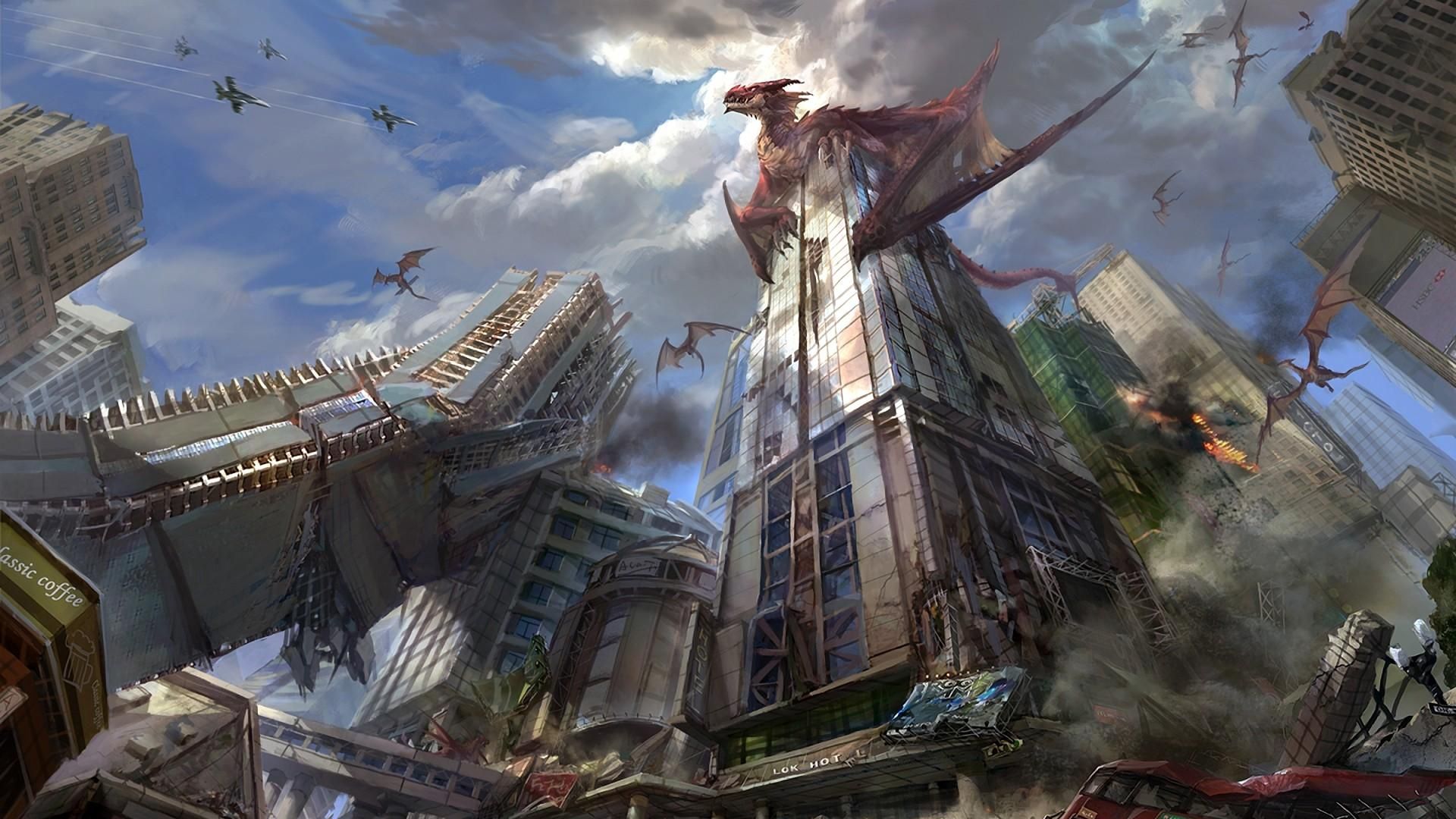 Destroyed Anime City Background