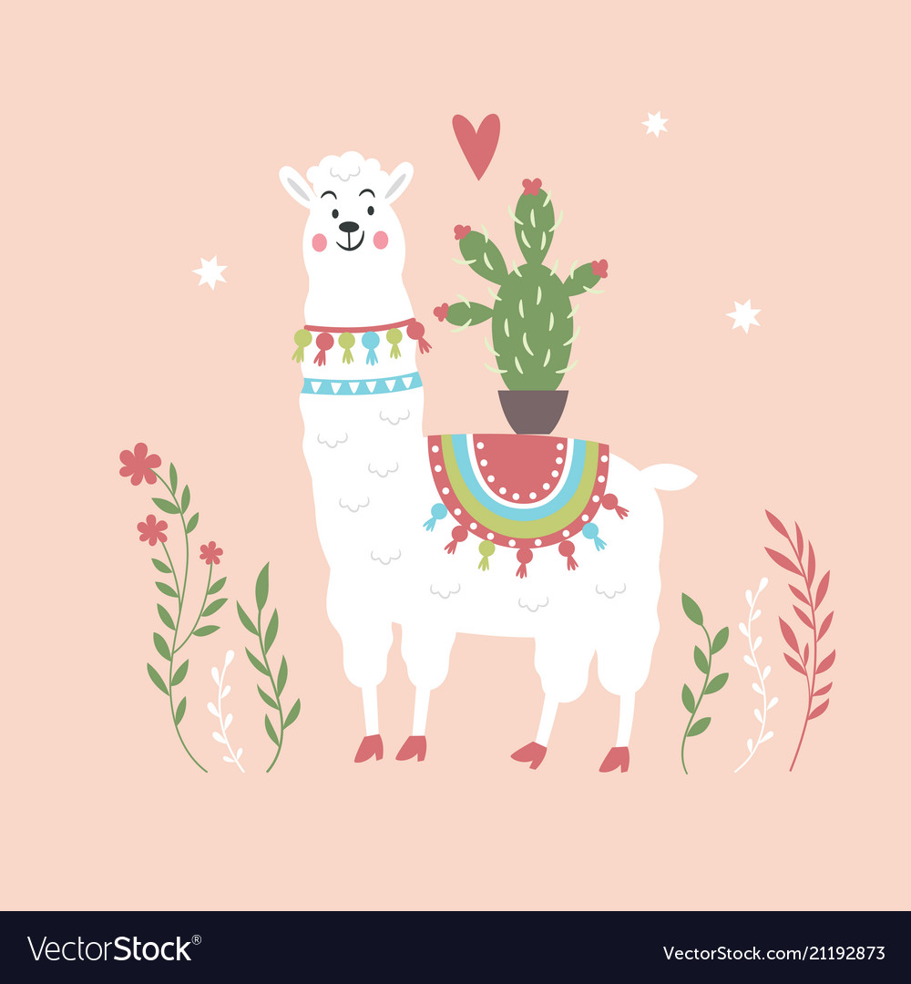 Kawaii Llama Background