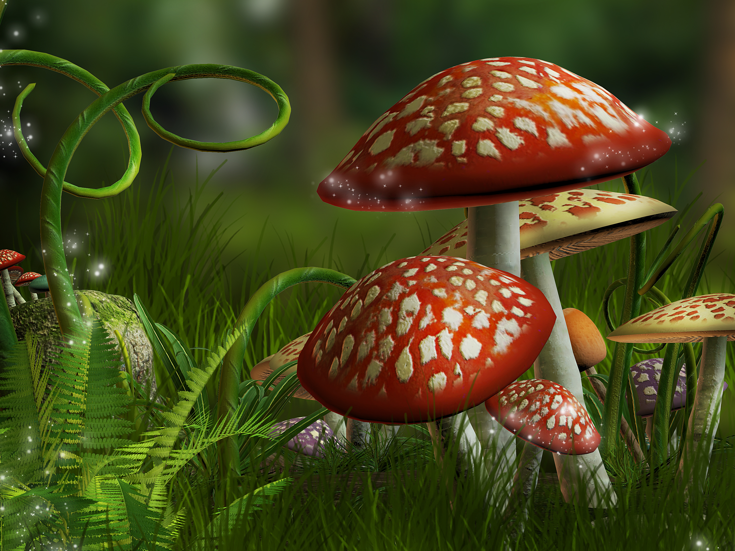 Mushroom Forest Background