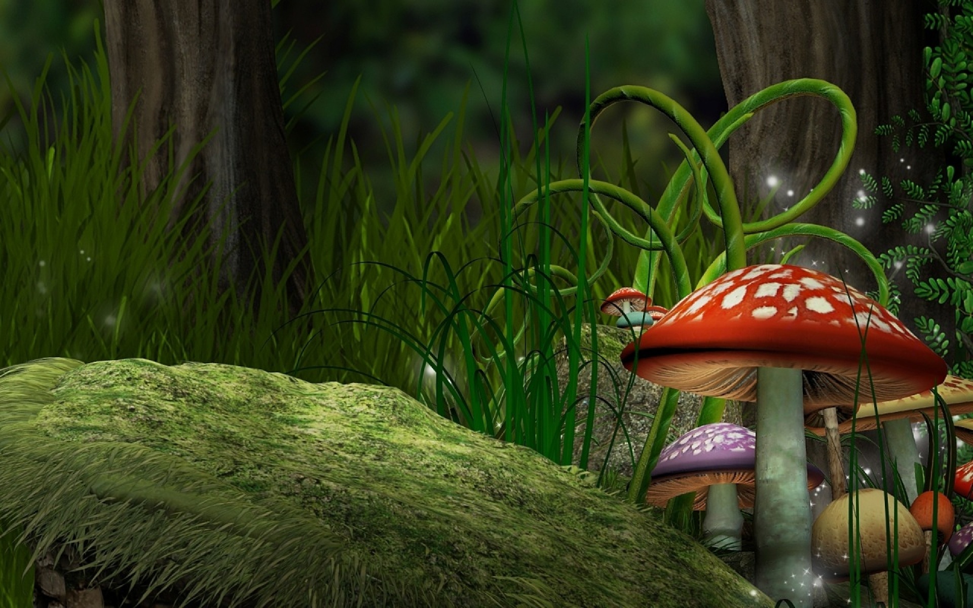 Mushroom Forest Background