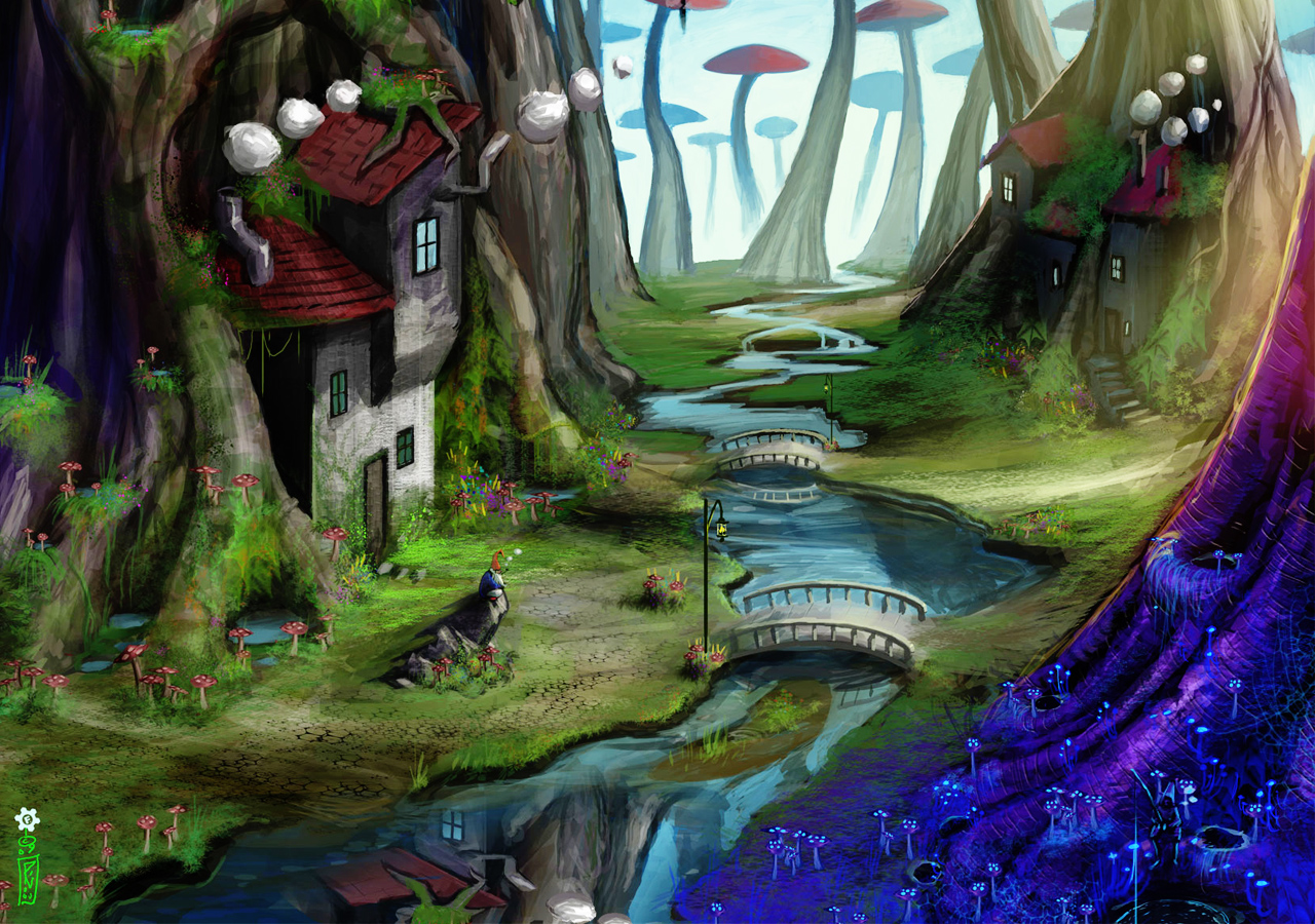 Mushroom Forest Background