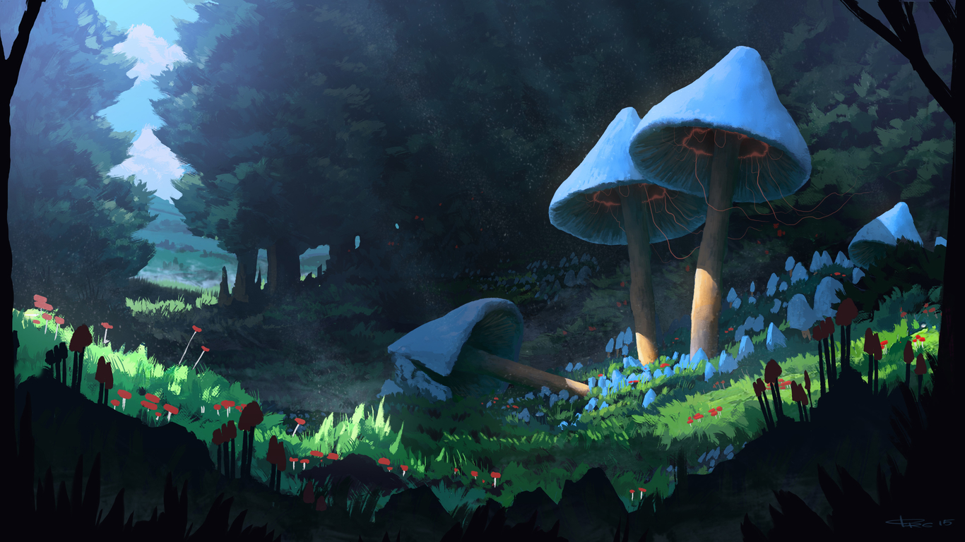 Mushroom Forest Background