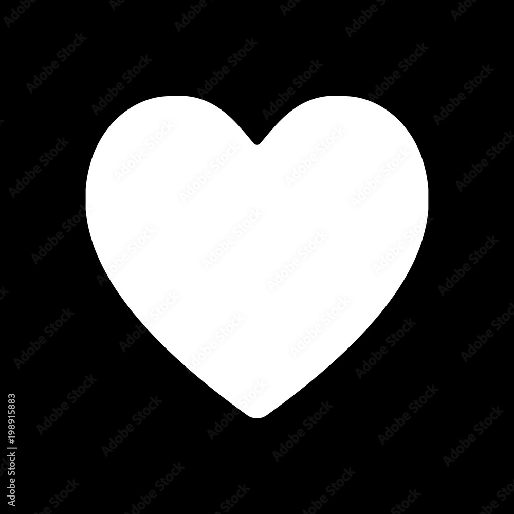 Simple White Heart Black Background