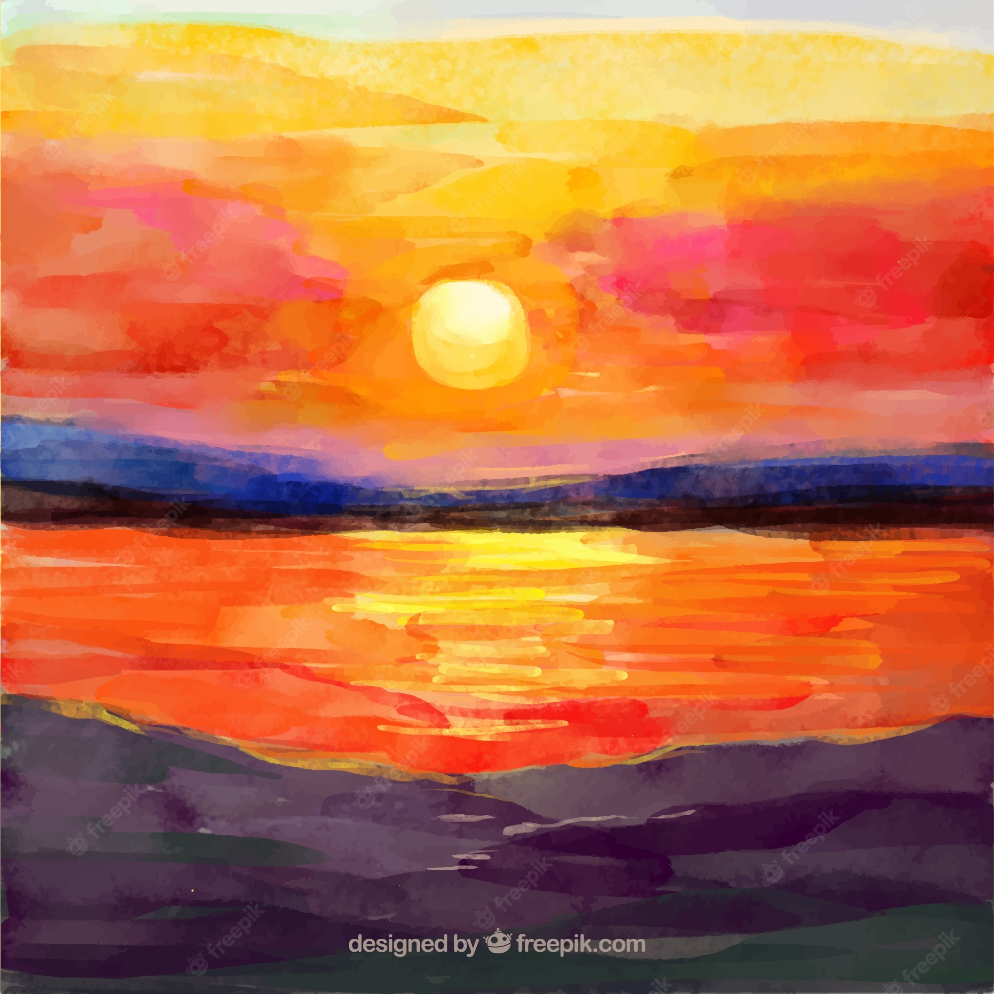 Sunset Watercolor Background