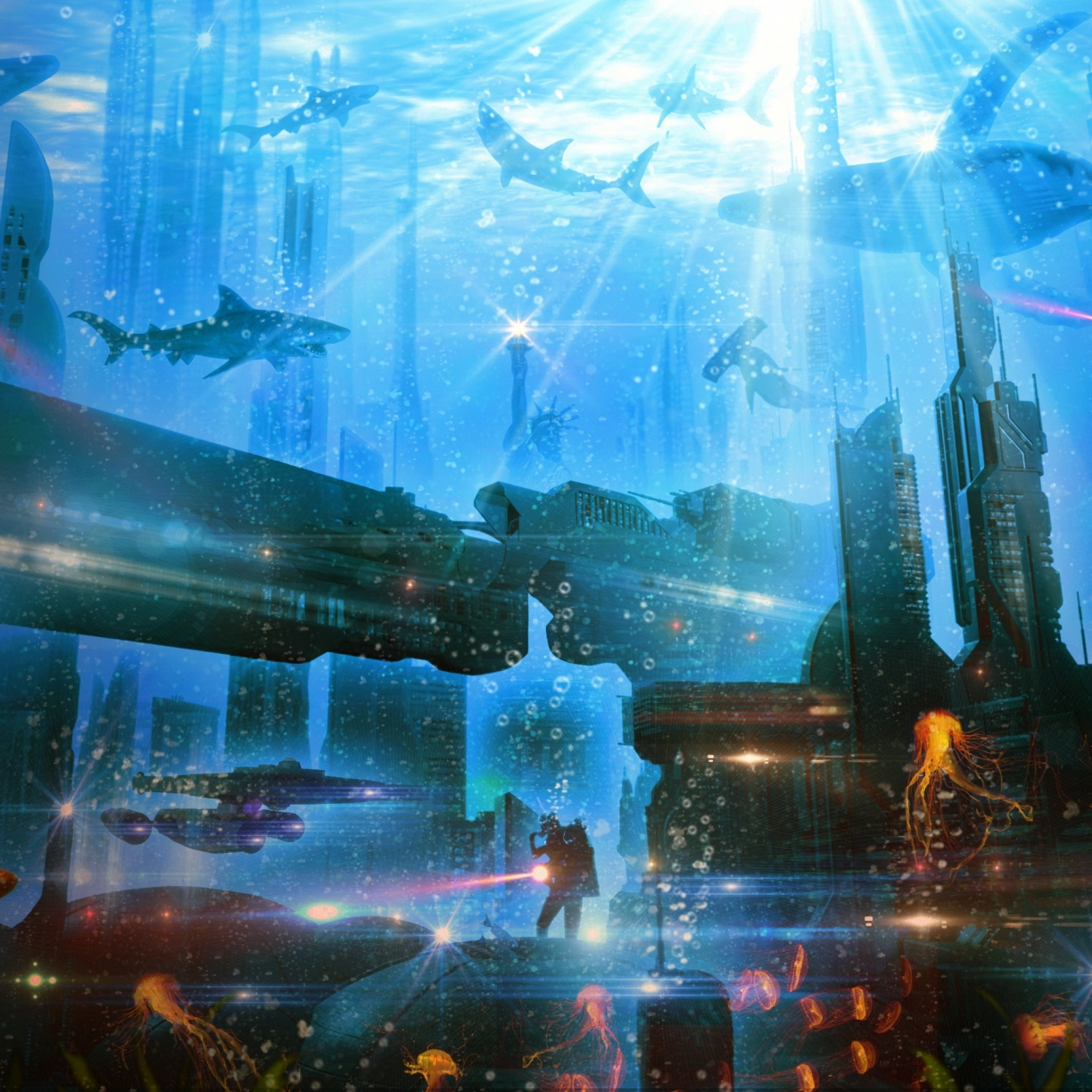 Underwater City Background