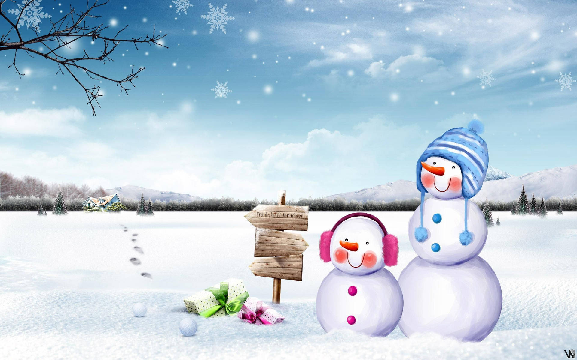 Winter Snowman Background